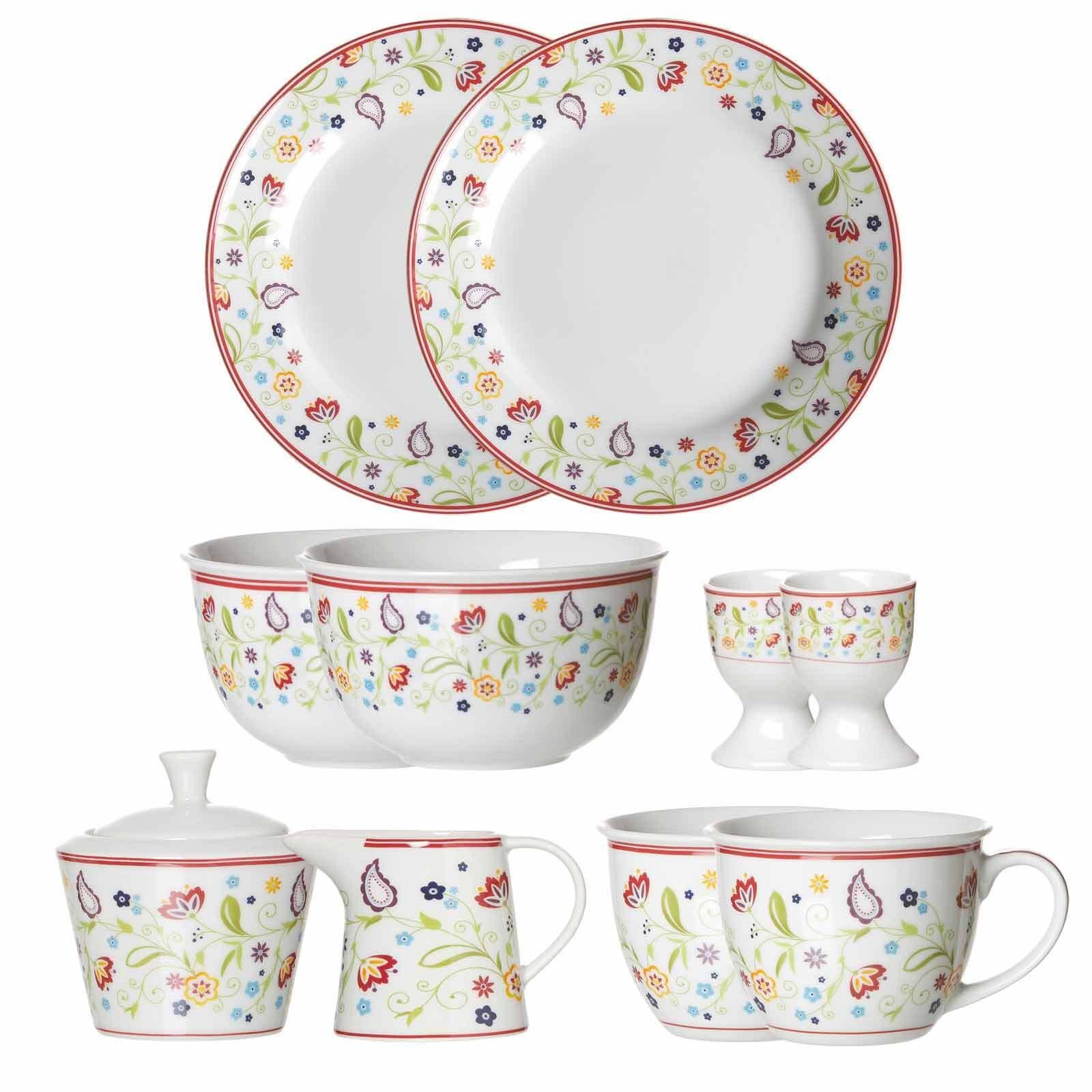 Ritzenhoff & Breker Frühstücks-Geschirrset Shanti Frühstücksservice 10er Set (10-tlg), 2 Personen, Porzellan