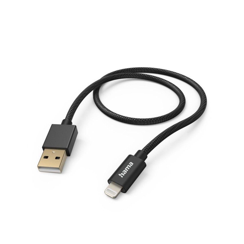 Hama Ladekabel "Fabric", USB-A - Lightning, 1,5 m, Nylon, Schwarz USB-Kabel