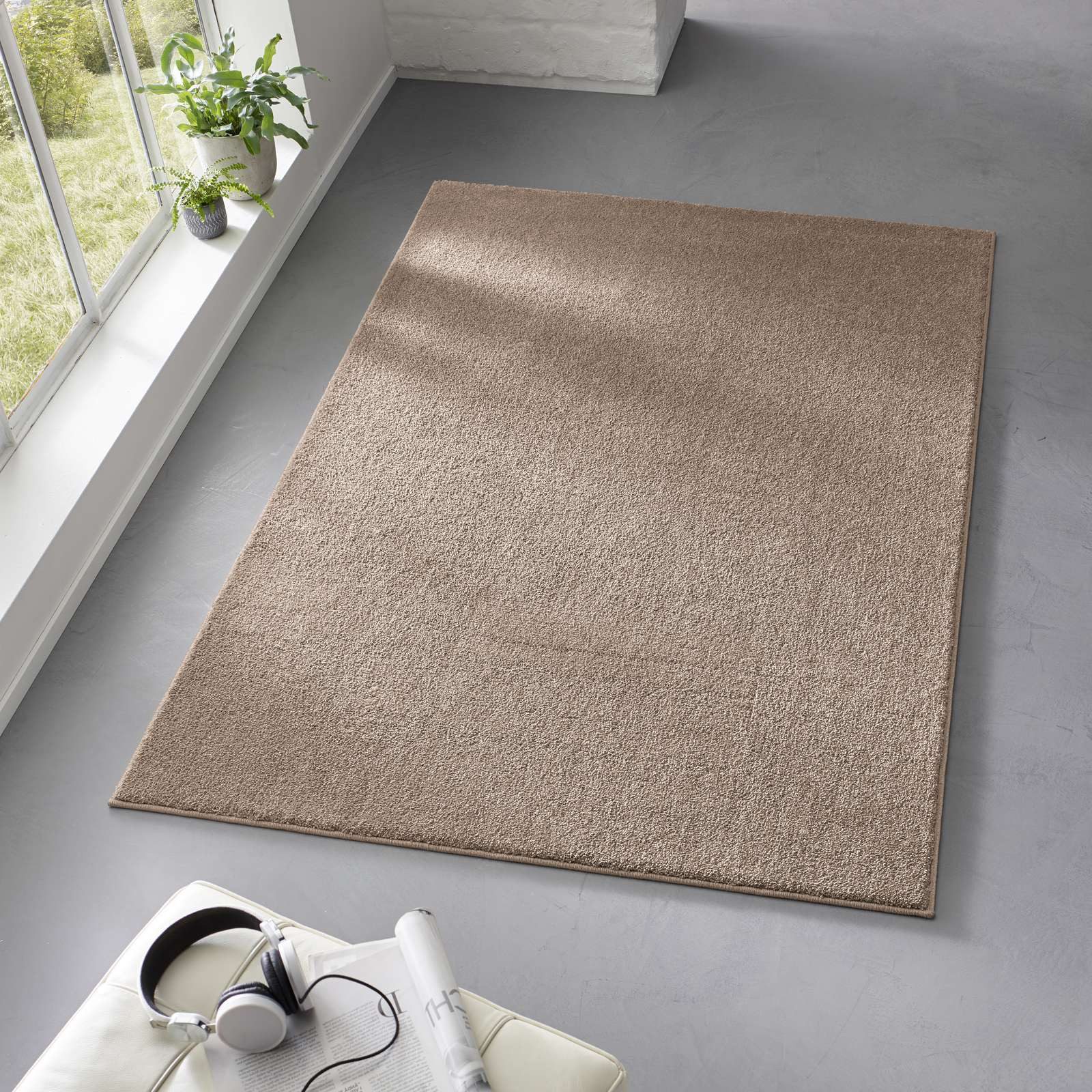 TaraCarpet Teppich Kurzflor-Frisee-Teppich Madrid Uni, rechteckig, günstig online kaufen