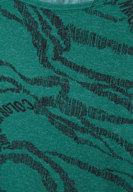Cecil Langarmshirt Cecil Shirt mit Allover Print in Smaragd Green Mel (1-tlg) Nicht Vorhanden