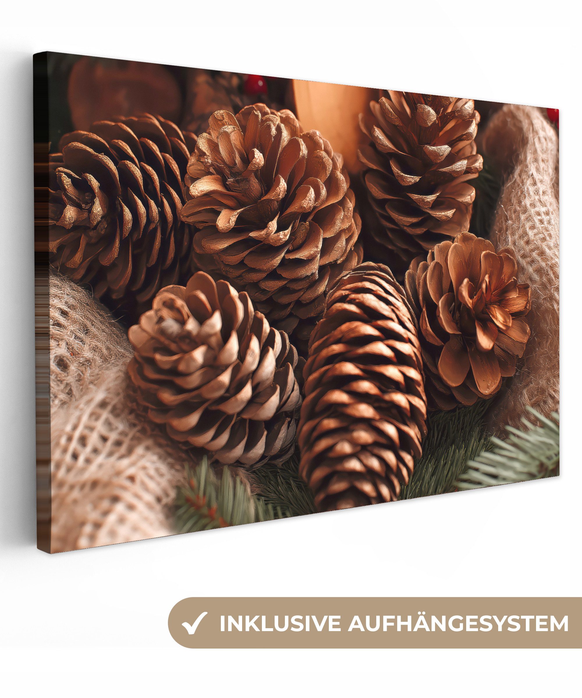 OneMillionCanvasses® Leinwandbild Tannenzapfen - Baum - Winter - Natur - Br günstig online kaufen
