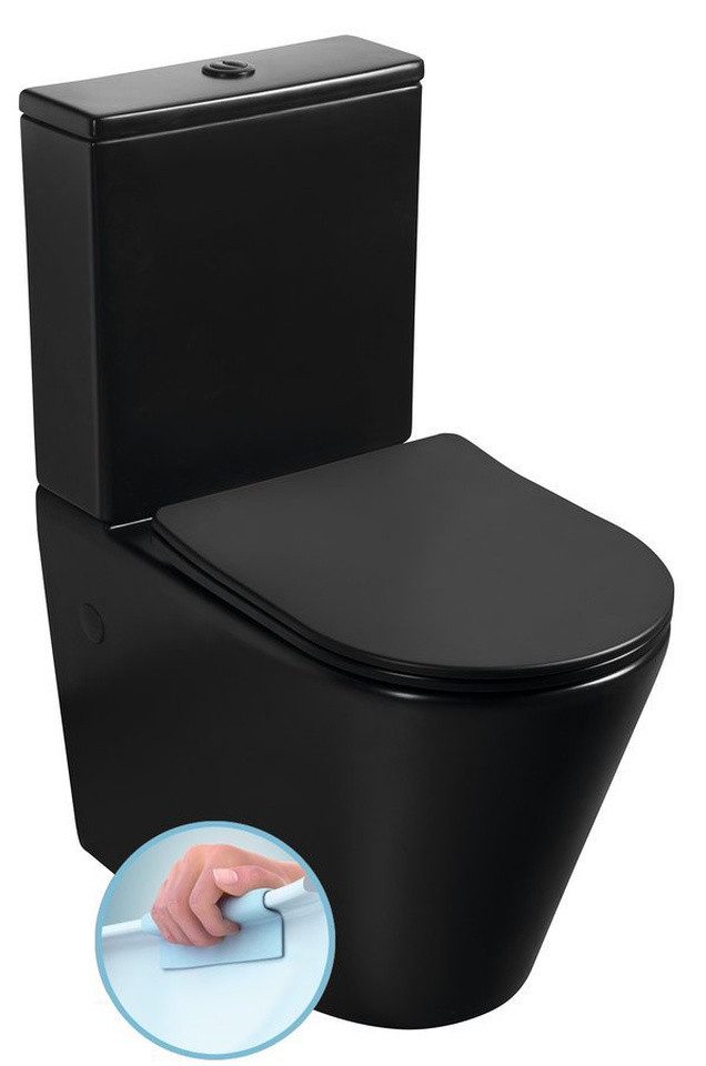 Sapho Tiefspül-WC PACO RIMLESS Kombi-WC, Abgang senkrecht/waagerecht, Schwarz matt, Sapho-PC1012WRB