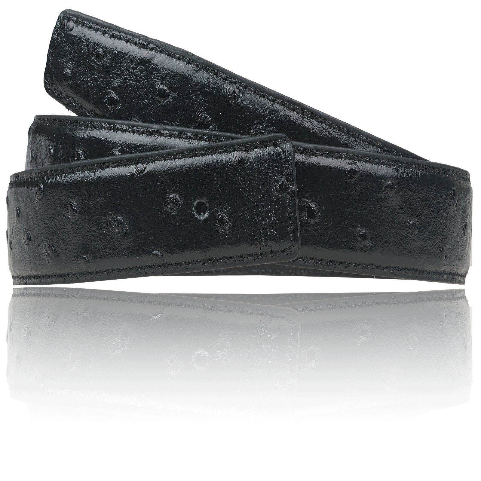 Erdi Ünver Ledergürtel Wendegürtel Straußenleder Optik Schwarz 40mm ohne H Gürtelschnalle Gürtel ohne Schnalle