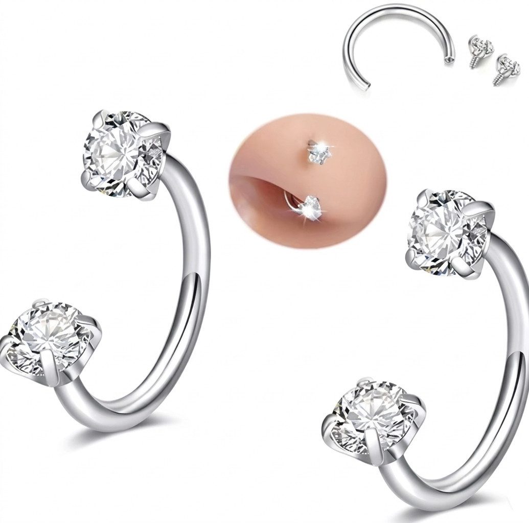 Karisma Schmuck Nasenpiercing Nasenstecker Chirurgenstahl 0,8mm mit 2mm/2,5mm, Zirkonia Stein
