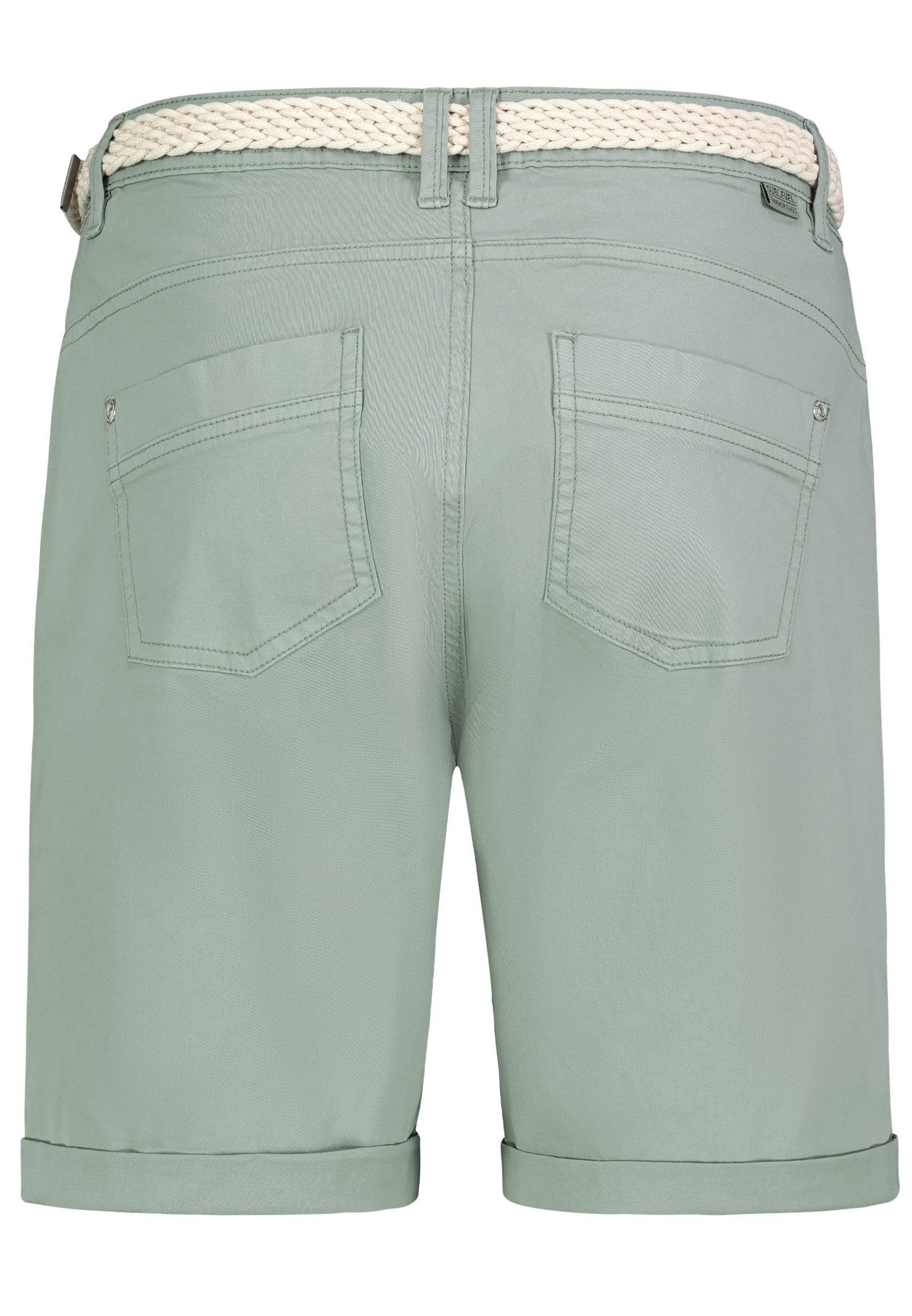 SUBLEVEL Bermudas Damen Shorts mit Gürtel Stretchshorts, schmaler Flechtgürtel