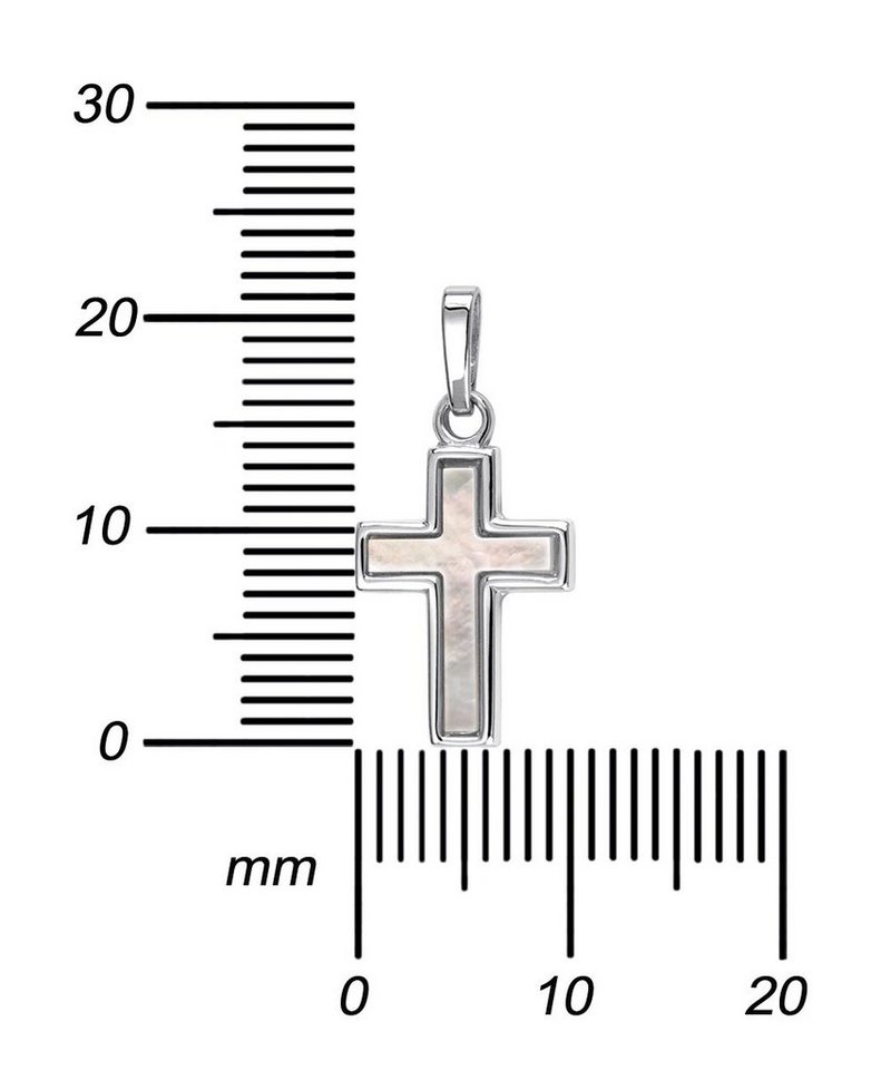 JEVELION Kreuzkette mit Perlmutt-Einlage Kreuzanhänger 925 Silber - Made in  Germany (Silberkreuz, für Damen und Herren), Mit Silberkette 925 - Länge  wählbar 36 - 70 cm oder ohne