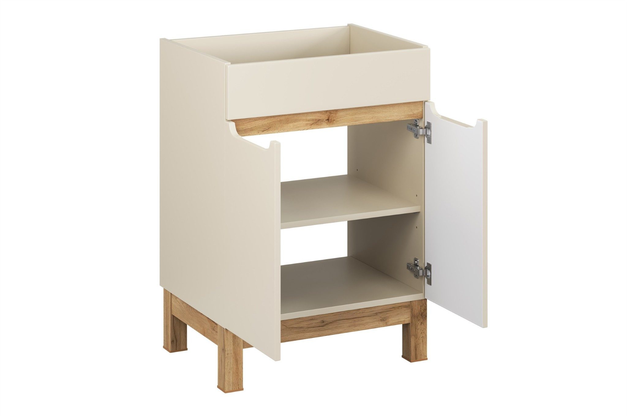 Fun Möbel Badmöbel-Set Serie DEVI 3/4-tlg Cashmere Hochschrank Waschtisch 40 cm, (3-St., Schubladen und Türen mit Soft-Close-System), mit oder ohne Waschbecken