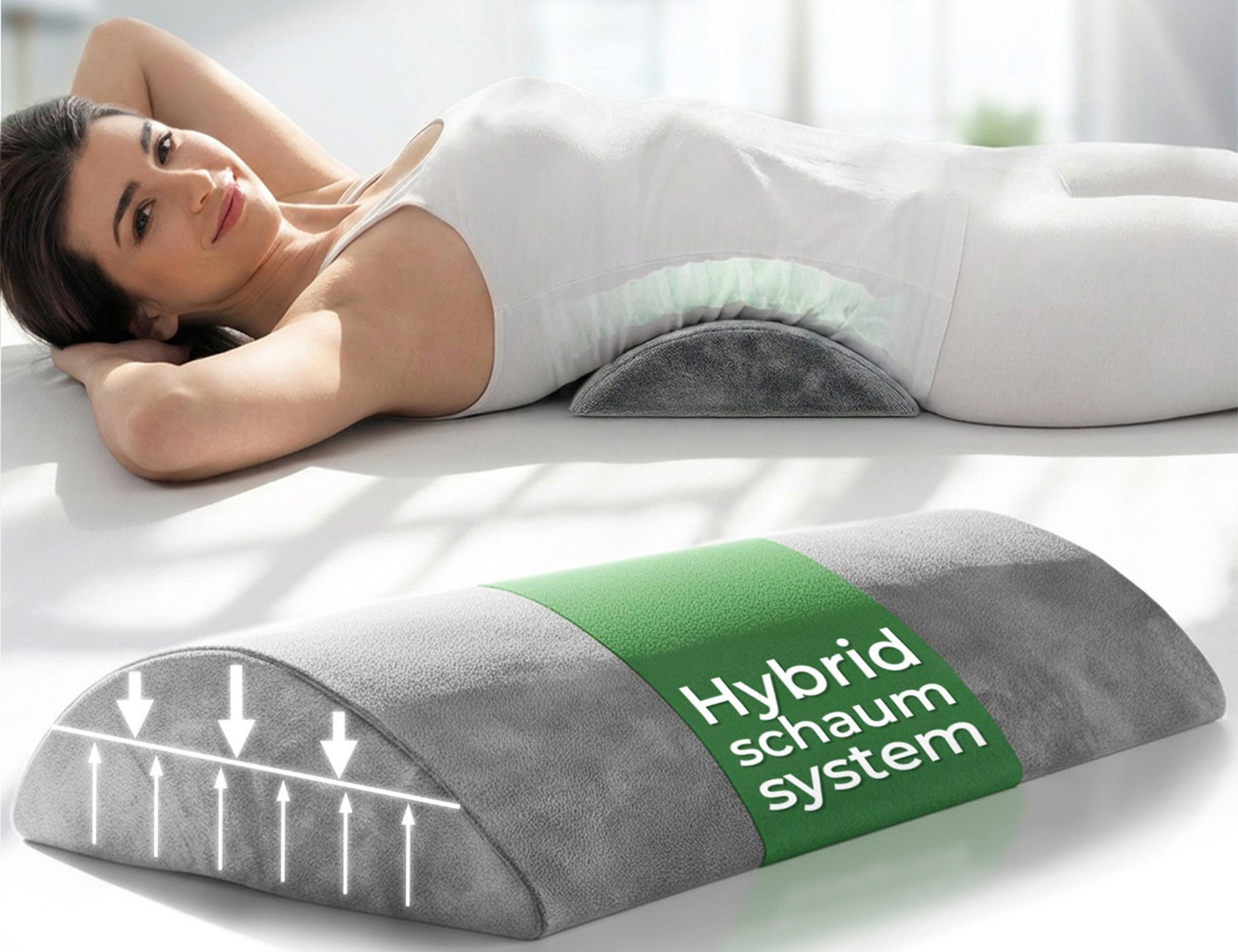 Well B4 Keilkissen Lendenkissen für Bett und Sofa, Lendenwirbelstützkissen, zur Rückenstütze im Liegen, Lordosenkissen für den unteren Rücken, Lendenstützkissen, Lendenwirbelkissen