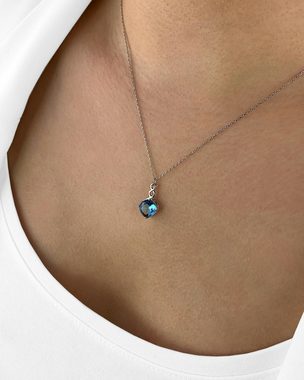 DANIEL CLIFFORD Kette mit Anhänger 'Hope' Damen Halskette Silber 925 blauer Kristall (inkl. Verpackung), 40cm - 45cm größenverstellbar, haut- und allergiefreundlich