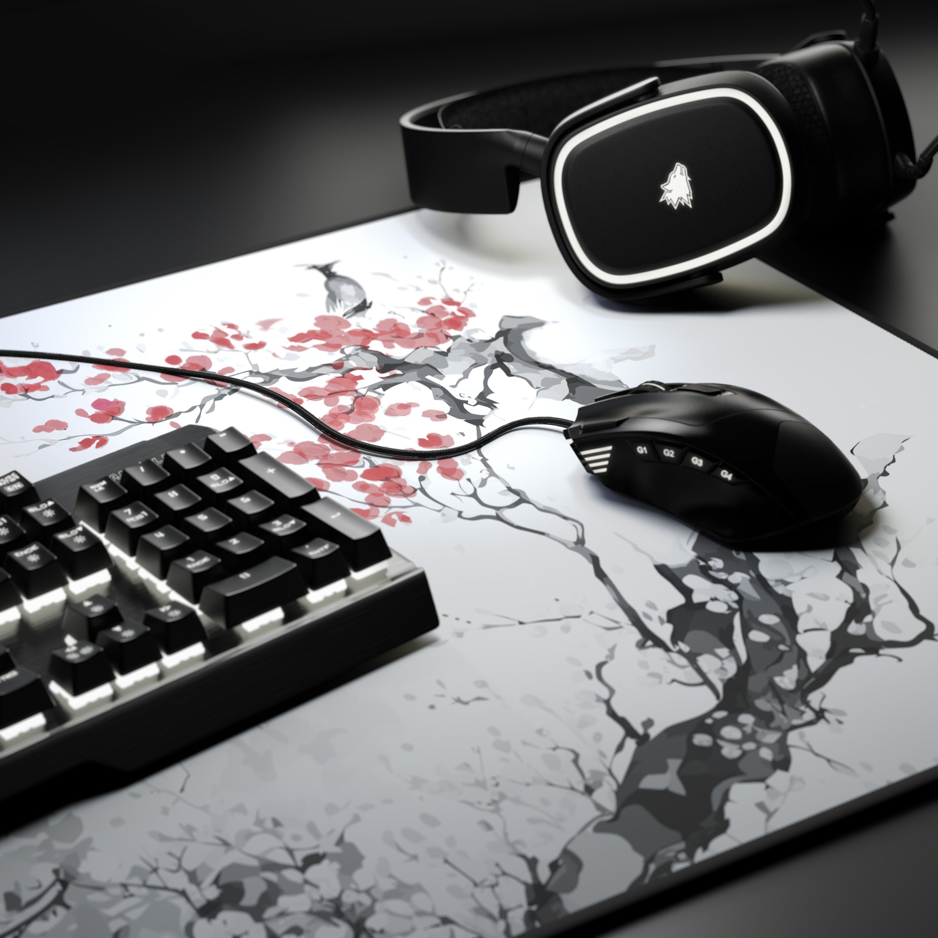Titanwolf Gaming Mauspad XXL Speed Mousepad 900 x 400 x 3 mm, große Tischunterlage (1-St), rutschfest, abwaschbar, Geschwindigkeit & Präzision, Japan Painting – Bild 5 von 5