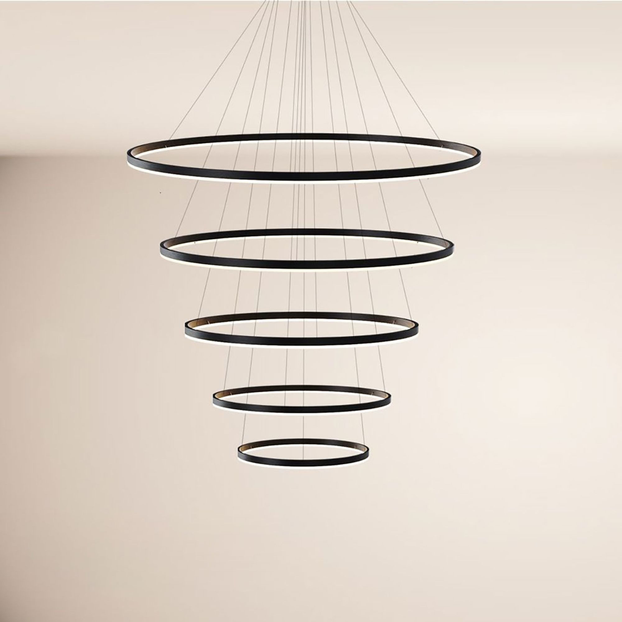 s.luce Pendelleuchte LED 5er-Ring Pendelleuchten Kombination Zentrisch Weiß, Warmweiß
