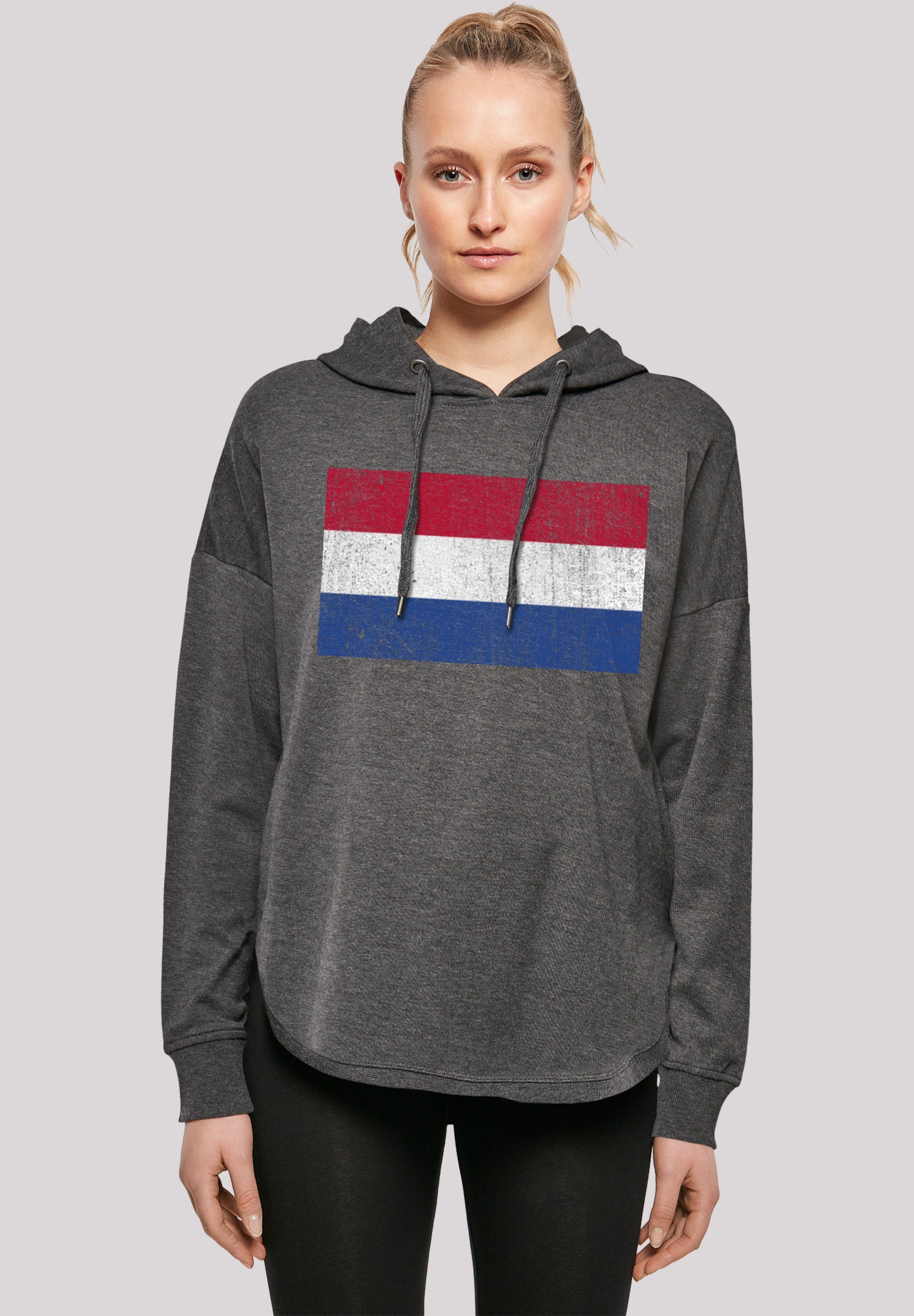 F4NT4STIC Kapuzenpullover Niederlande Flagge distressed Print charcoal