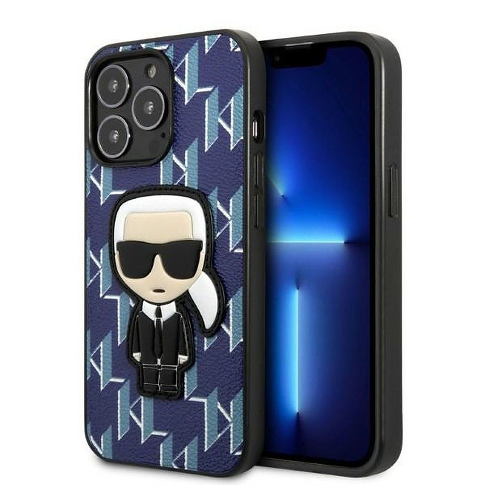 KARL LAGERFELD Handyhülle Schutzhülle Designerhülle Handytasche 6,7 Zoll, Saffiano-Kunstleder, 3D-Ikonik-Patch, Kratzschutz