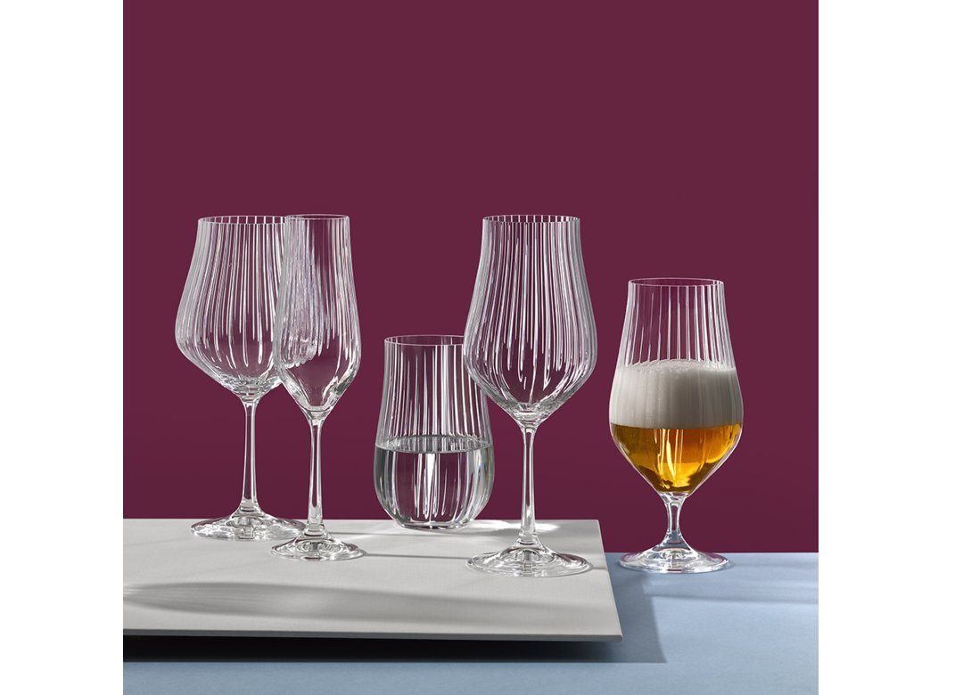 Crystalex Longdrinkglas Tulipa Optic 450 ml 6er Set, 6-tlg., Kristallglas, geriffelt, Kristallglas