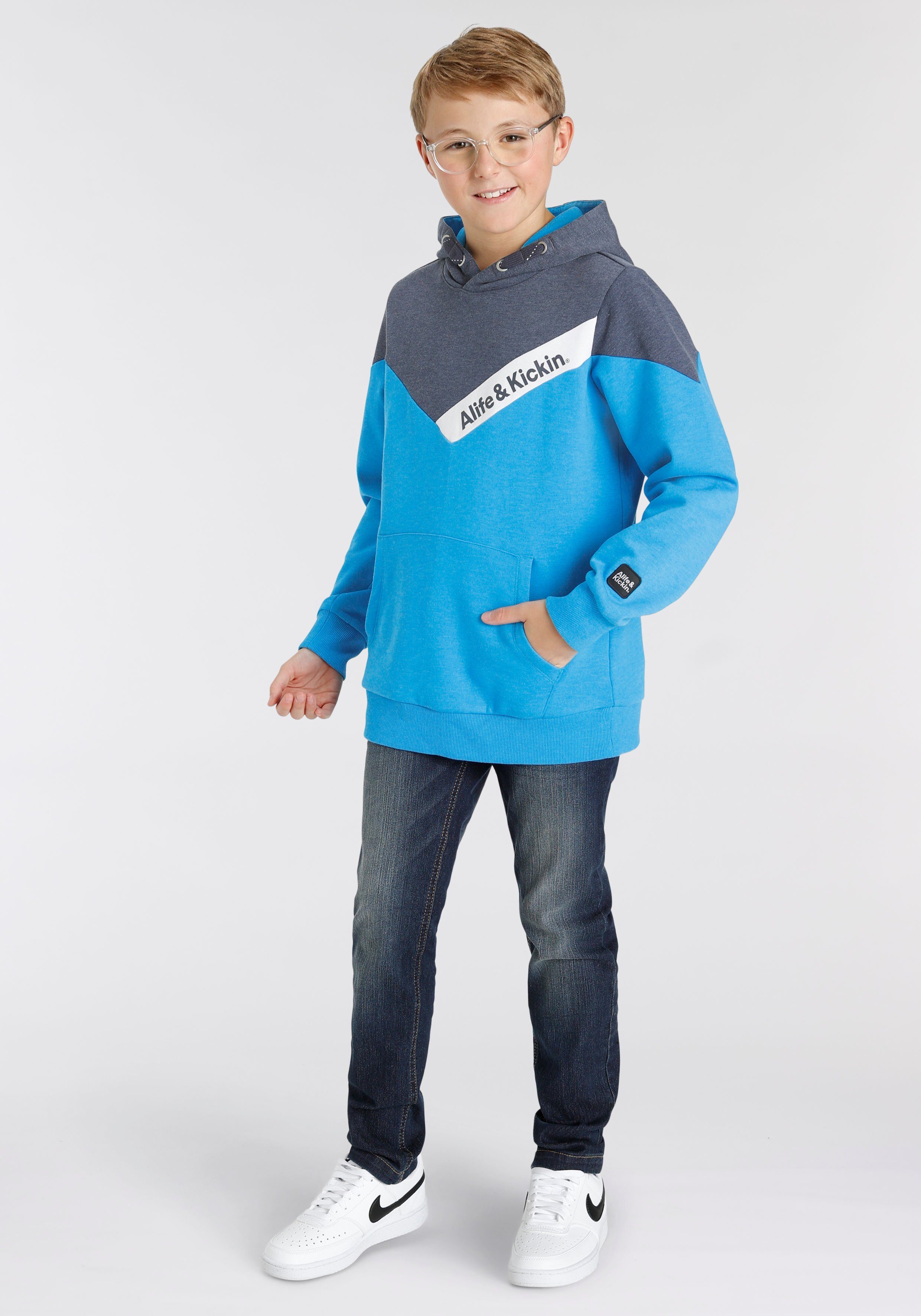 Alife & Kickin Kapuzensweatshirt Qualität in melierter Colorblocking