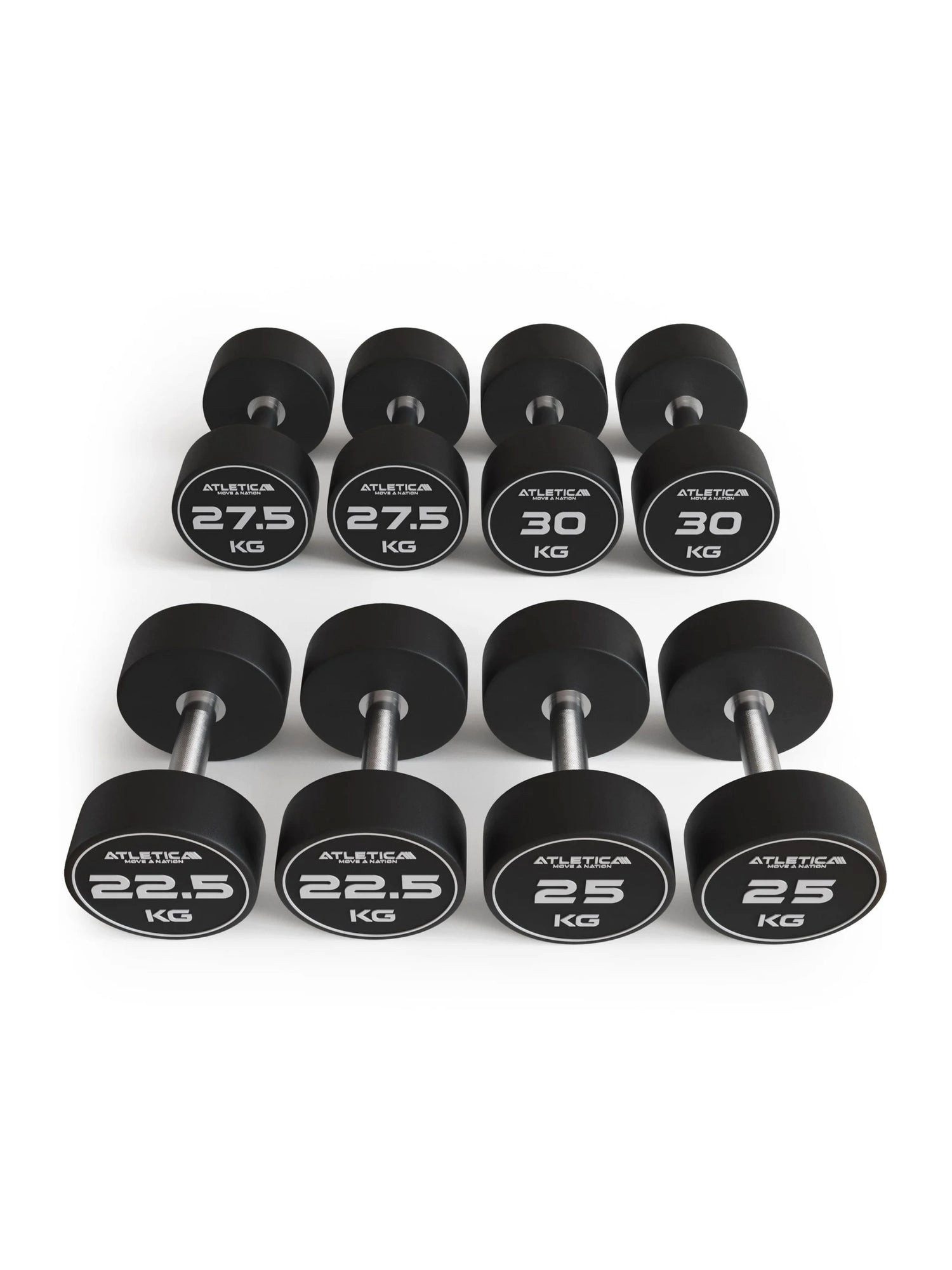 ATLETICA Kurzhantel Polyurethan Rundhantel Set, 22,5 kg - 30 kg, Premium Design