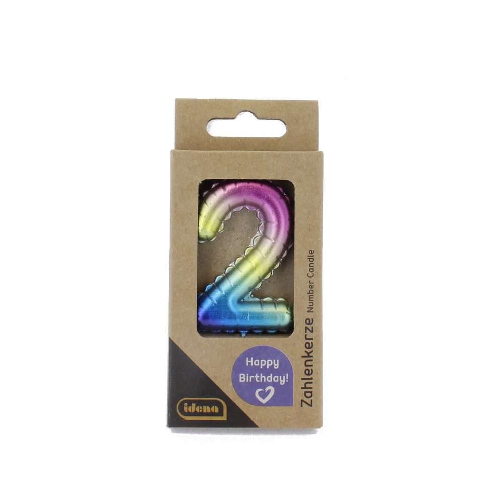 Iden Geburtstagskerze Zahlenkerze 2 metallic bunt