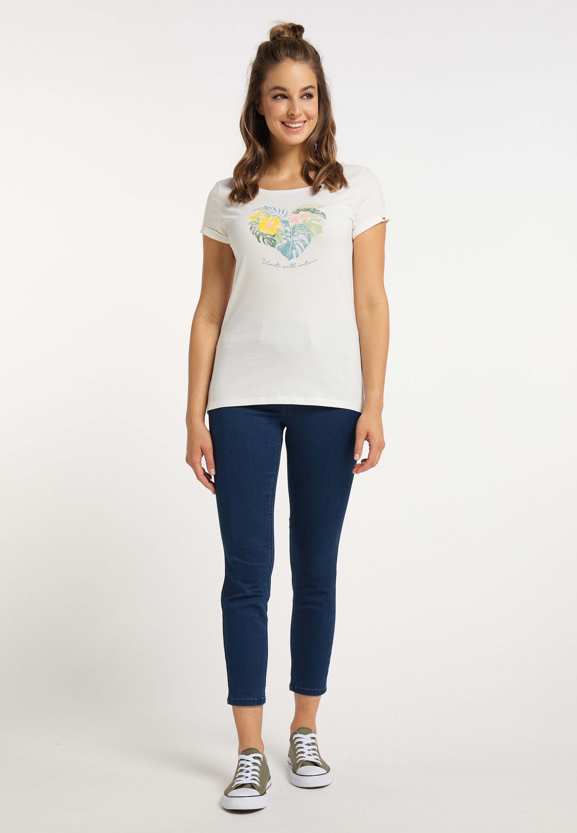 Mode Vegane Nachhaltige & Ragwear UNI WHITE PRINT FLORAH T-Shirt ORGANIC