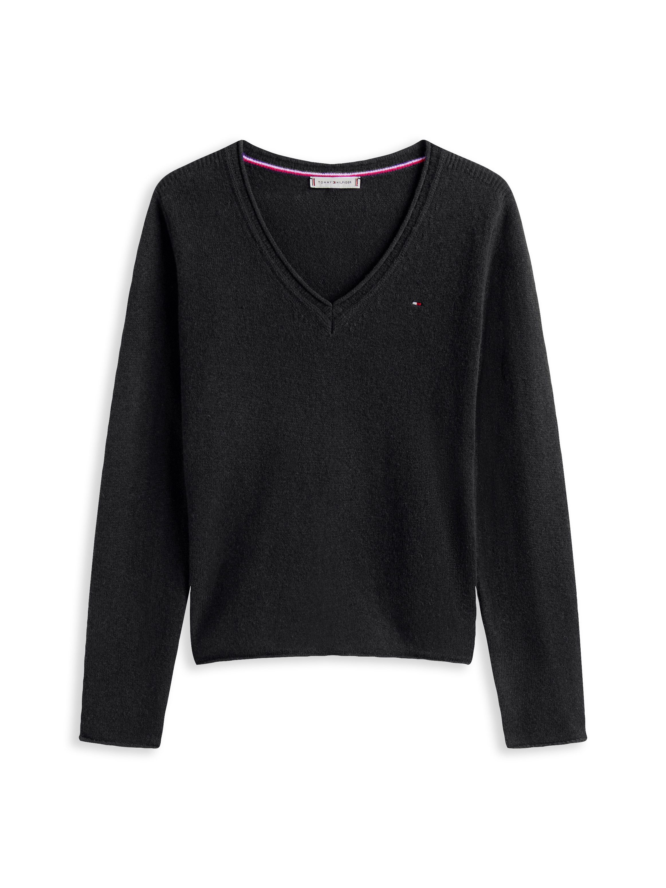 Tommy Hilfiger Strickpullover SOFT WOOL V-NK SWEATER aus reiner Wolle