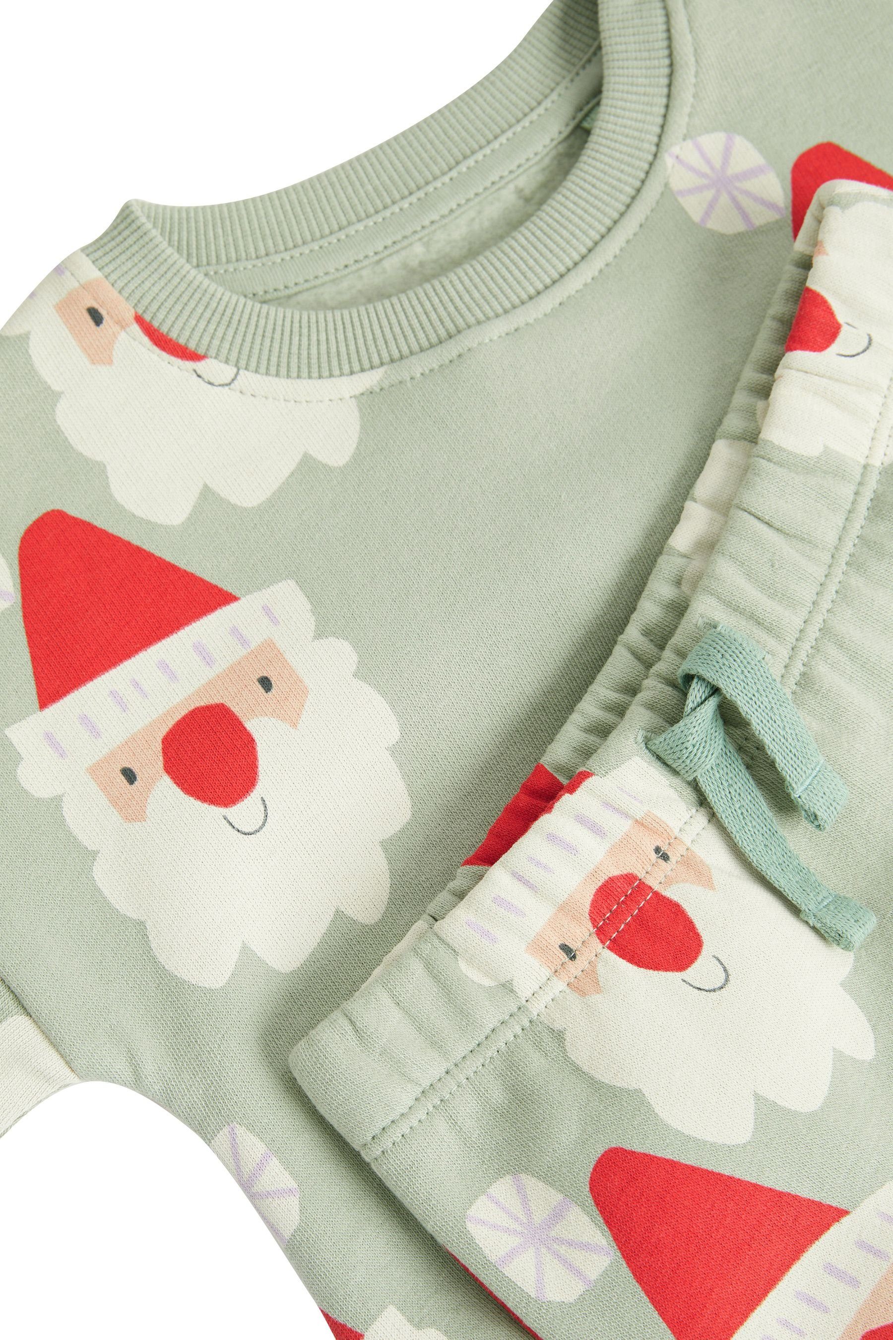 und (2-tlg) Baby-Set Mint mit Sweatanzug Next Green 2-teiliges Jogginghose Santa Sweatshirt Christmas
