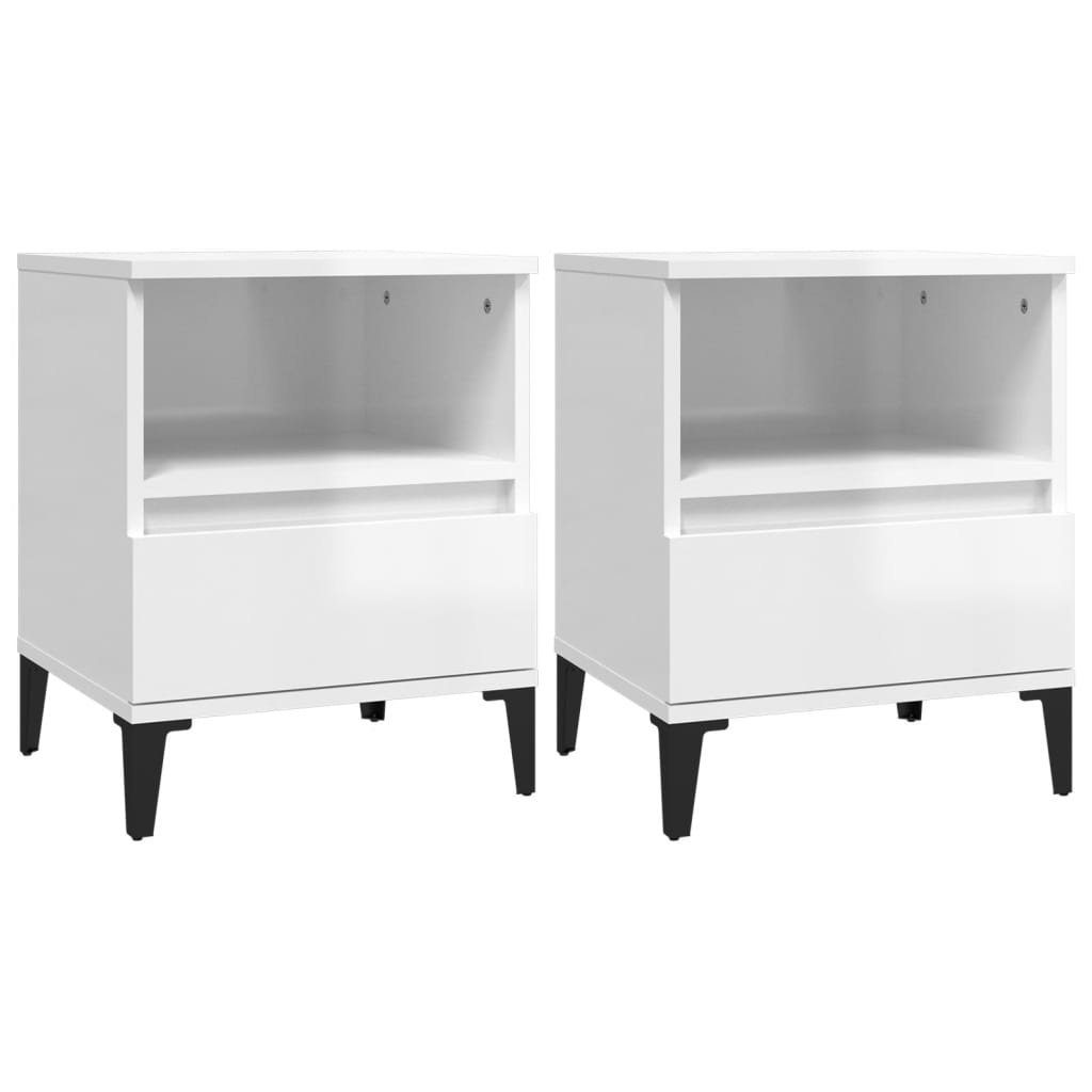 vidaXL Nachttisch NA Nachttische2er Set Hochglanz-Weiß 40x35x50 cm