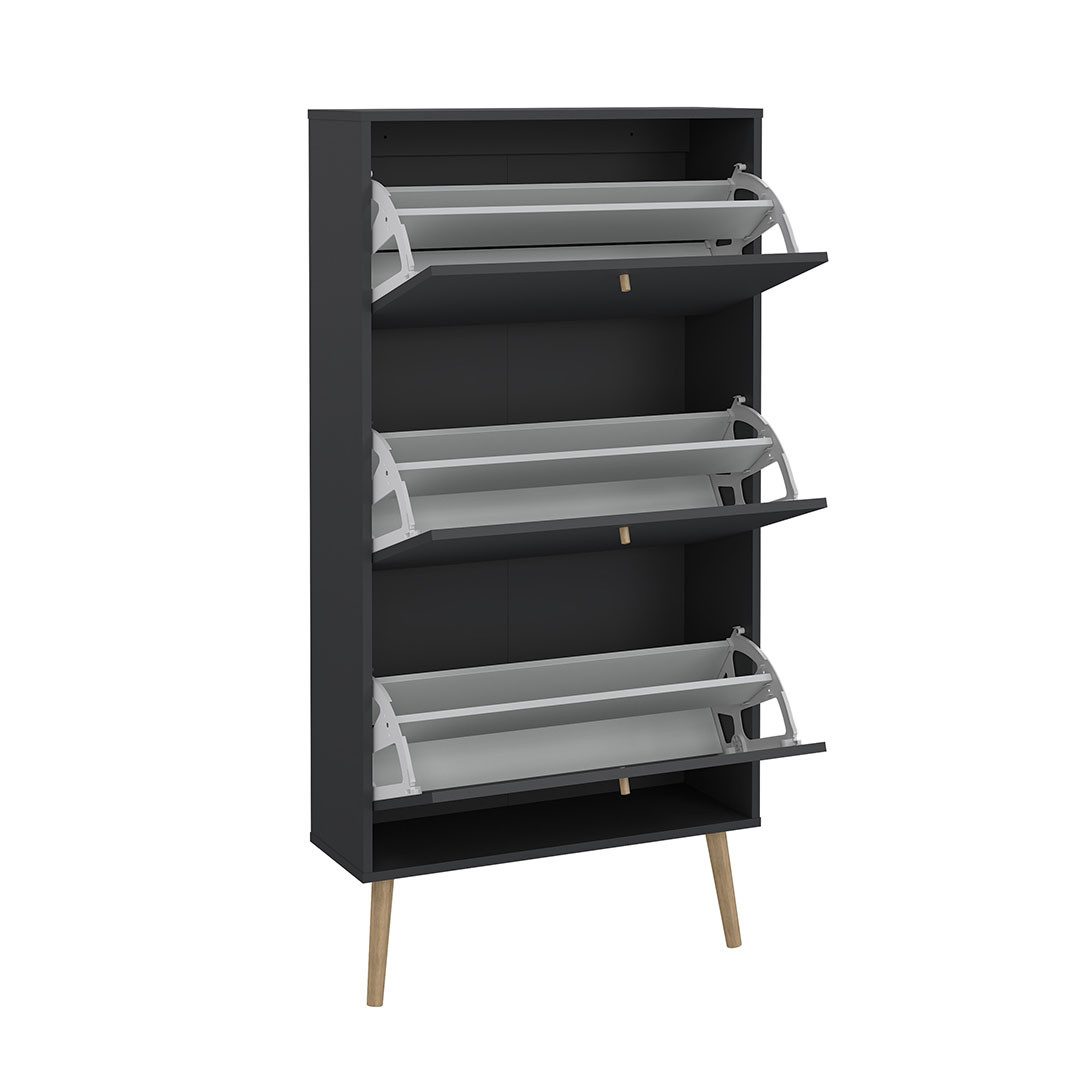 Tvilum Schuhschrank Bodo Schuhschrank 3 Klapptüren matte grau.