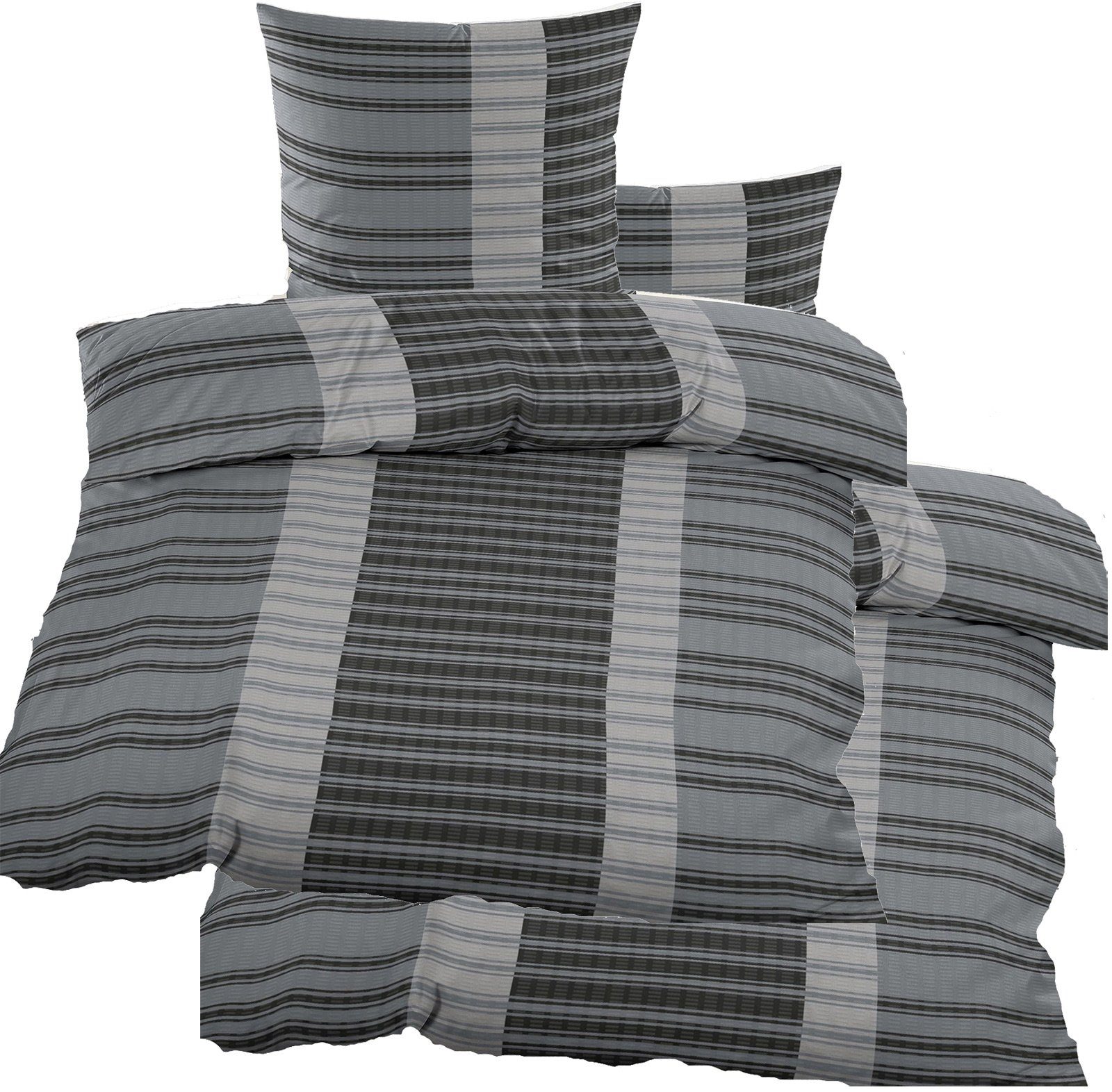 KH-Haushaltshandel Bettwäsche 4-tlg. Seersucker Bettwäsche 2x (135x200 +80x günstig online kaufen