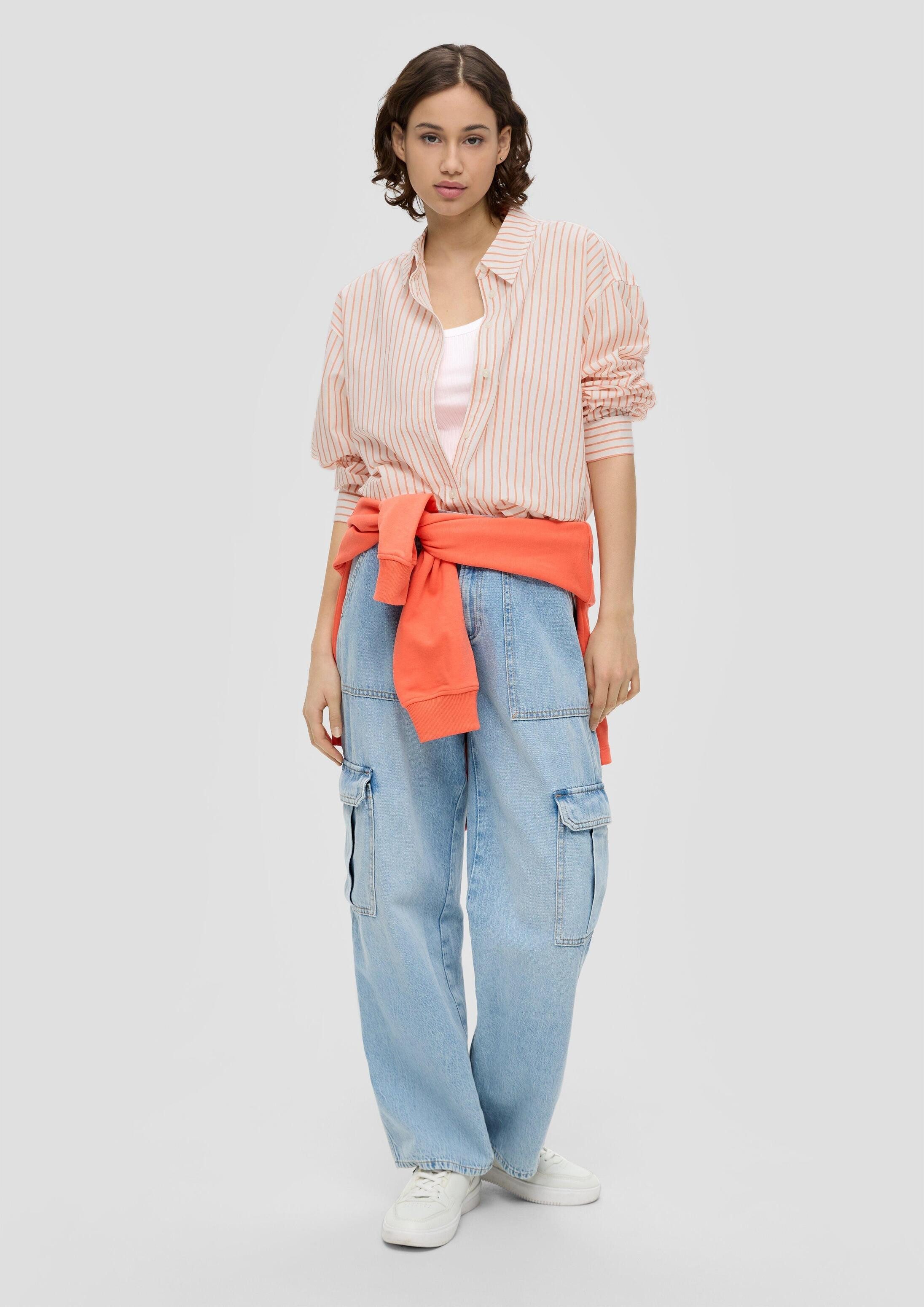 QS Langarmbluse Bluse Longbluse mit Streifen