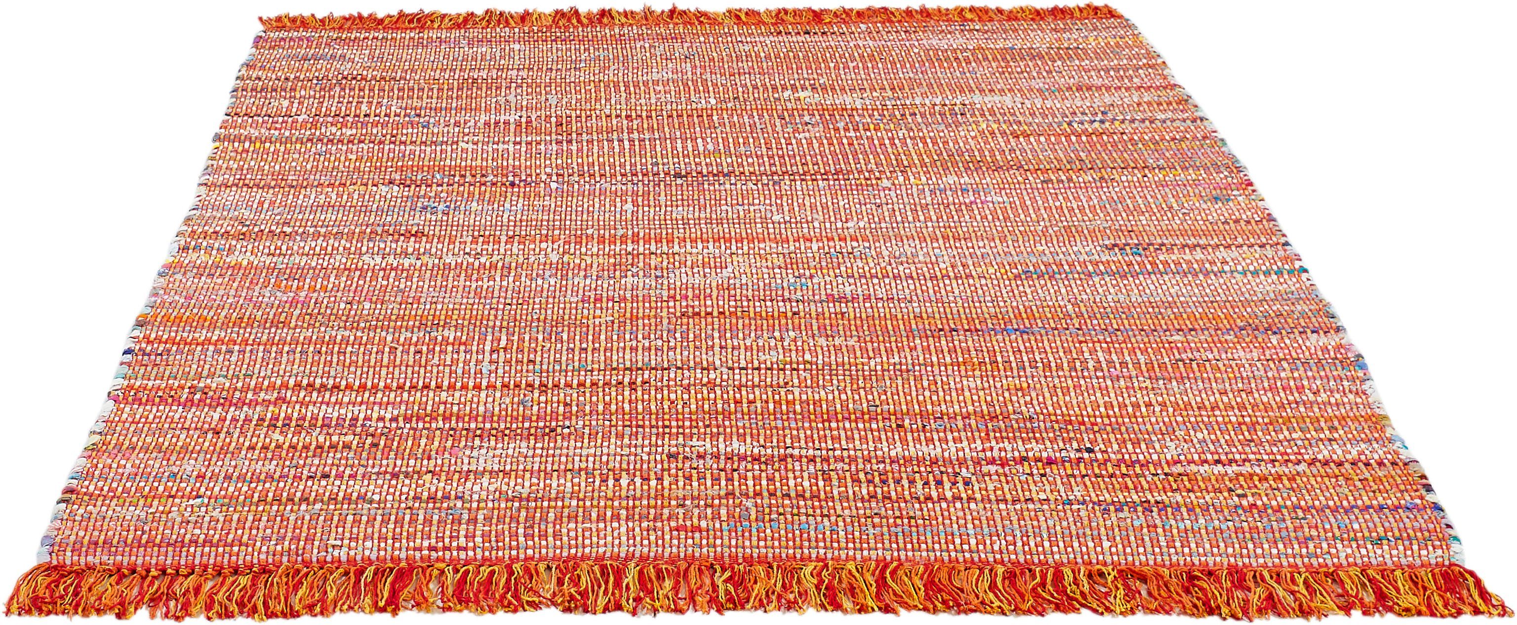 Teppich Frida, Andiamo, rechteckig, Höhe: 8 mm, Handweb Teppich, Fleckerl, reine Baumwolle, handgewebt, mit Fransen