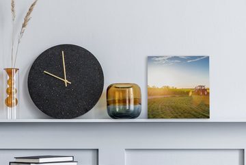 OneMillionCanvasses® Leinwandbild Traktor - Gras - Sonnenuntergang, (1 St), Leinwand Bilder für Wohnzimmer Schlafzimmer