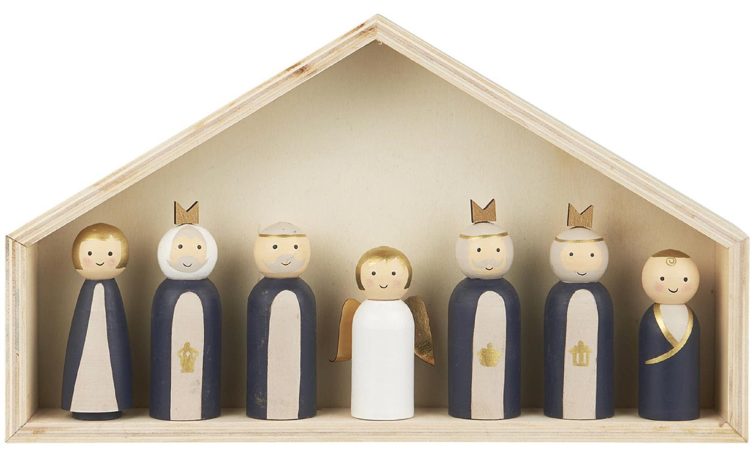 Laursen Krippen Weihnachts Laursen 7 Holz Figuren IB Weihnachten Deko Dekohänger Set Ib Krippe mit