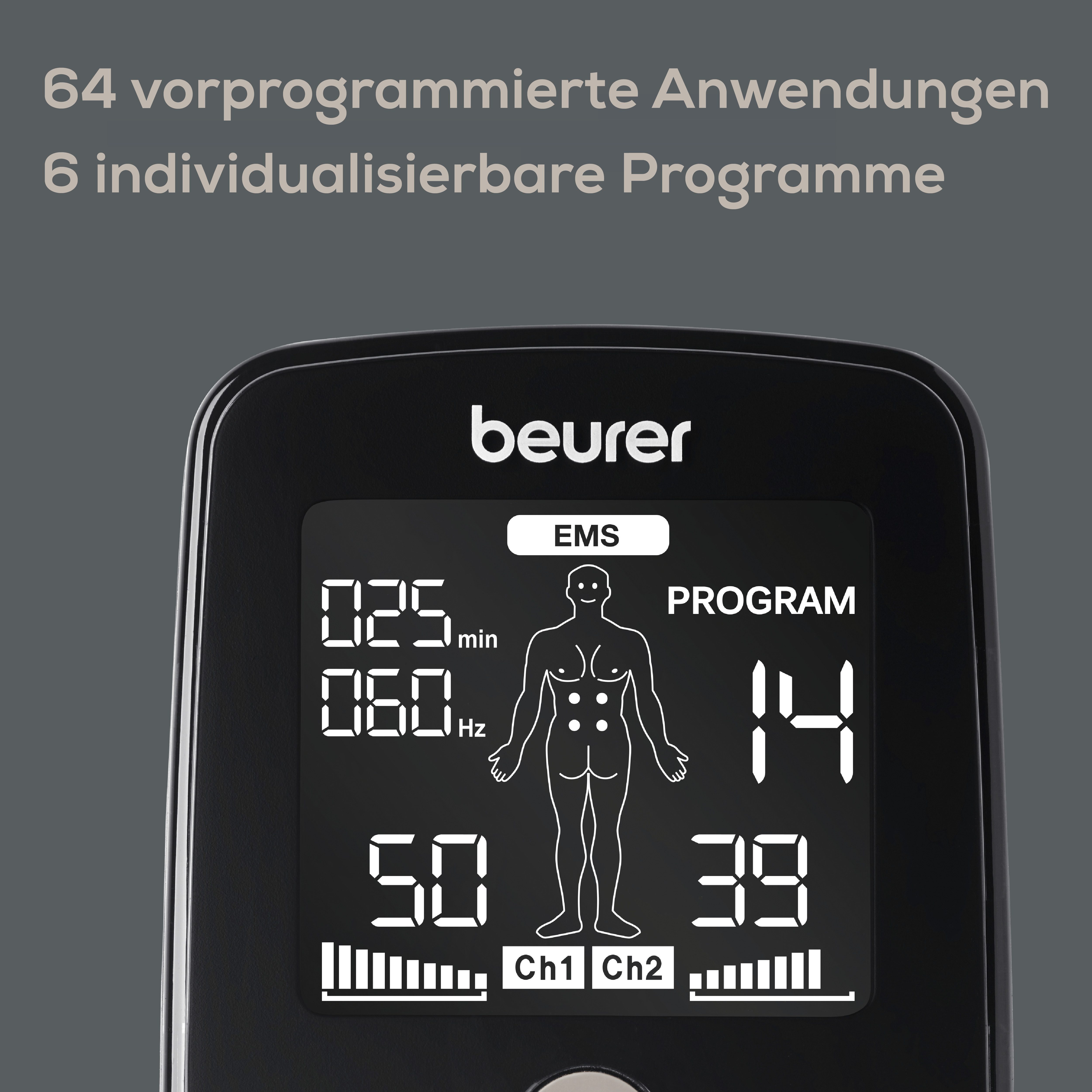 BEURER TENS-EMS-Gerät Digital EM 1 R Relief+, 3-in-1 Reizstromgerät, zur Schmerztherapie, Muskelstimulation und Entspannung