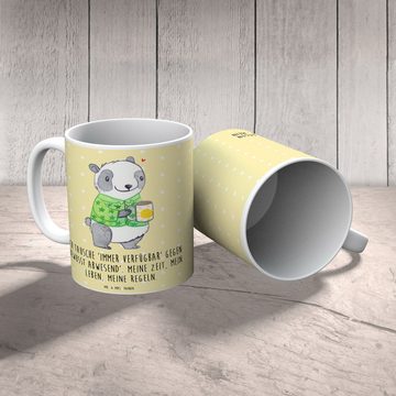 Mr. & Mrs. Panda Tasse Panda Burnout - Gelb Pastell - Geschenk, Becher, Teebecher, Teetasse, Keramik, Brillante Bedruckung
