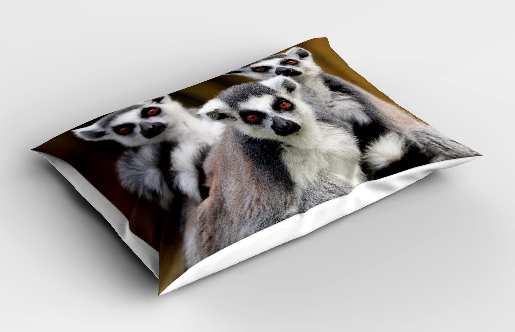 Abakuhaus Size angebundener Ring Affe Gedruckter Lemur Dekorativer (1 Kissenbezug, Standard Stück), King Kissenbezüge Tiere