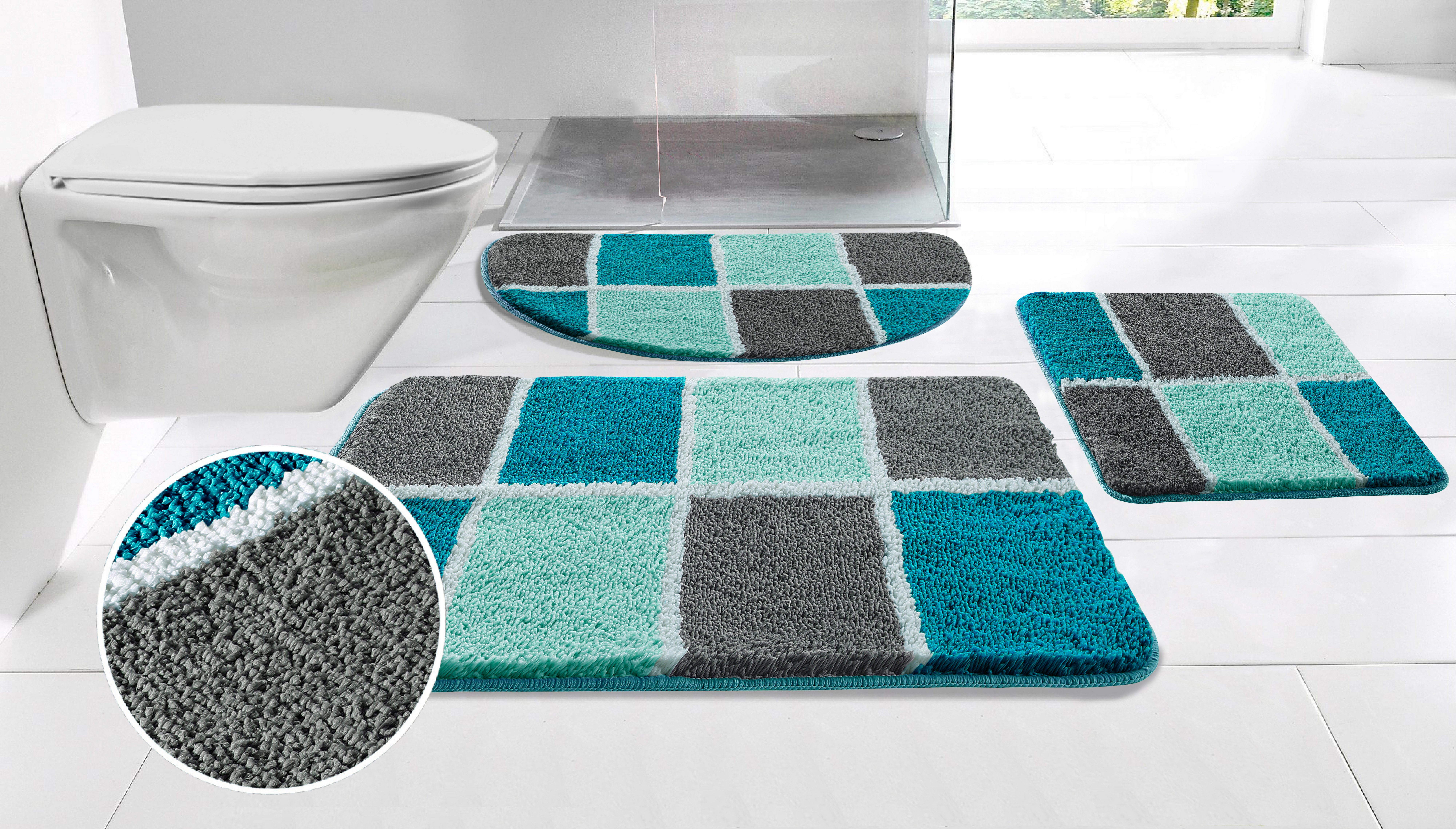 my home Badematte Anna mit Kachelmuster, Badvorleger, Badezimmer Teppich, D günstig online kaufen