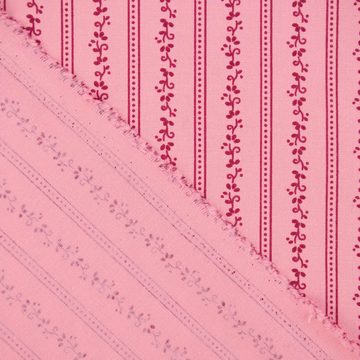 SCHÖNER LEBEN. Stoff Baumwollstoff Trachten Blumen Ranken Punkte rosa altrosa 1,50m Breite