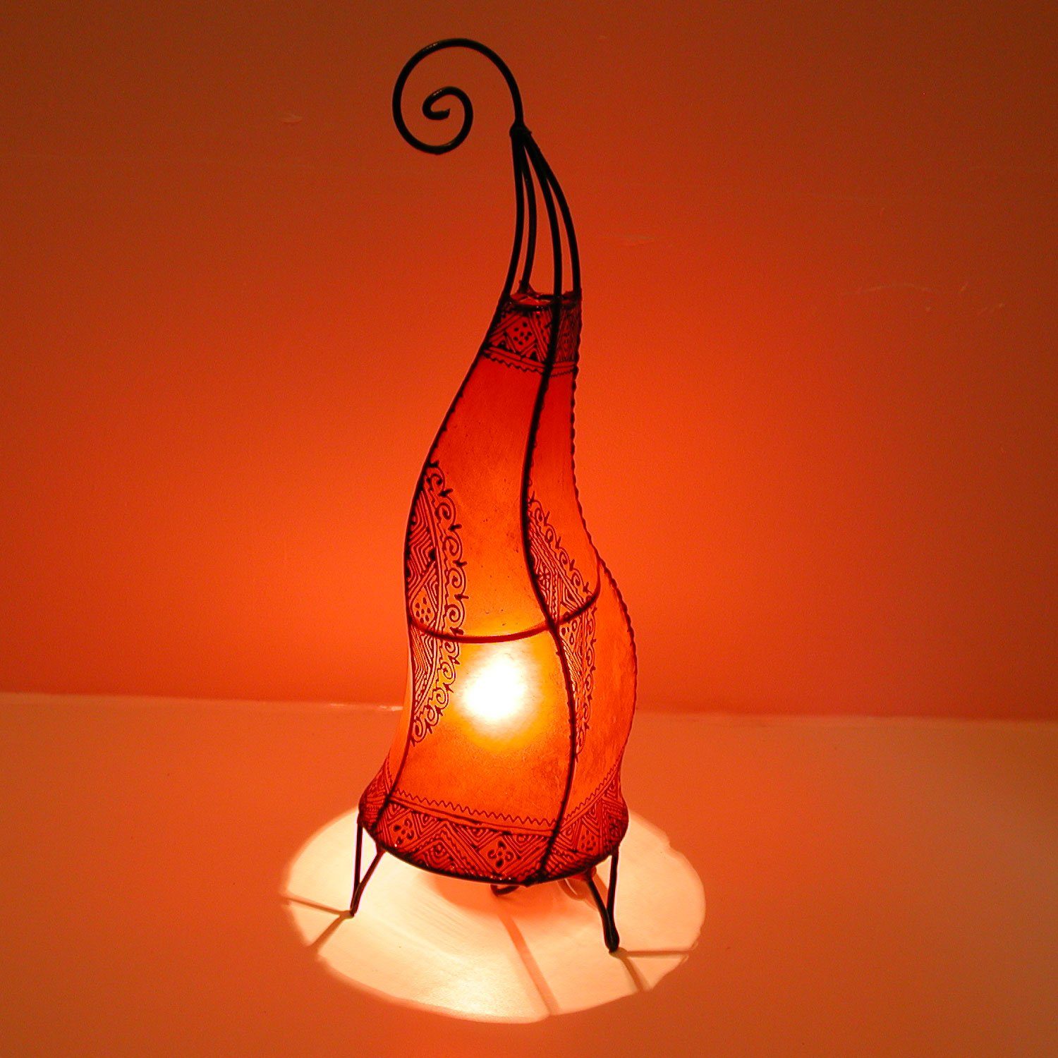 Casa Moro Stehlampe Marokkanische Hennalampe Bodenlampe Hissan H60 cm rot Handbemalt, ohne Leuchtmittel, Handgefertigte Lederlampe Schtes Leder, WEihnachtsdeko, L1781
