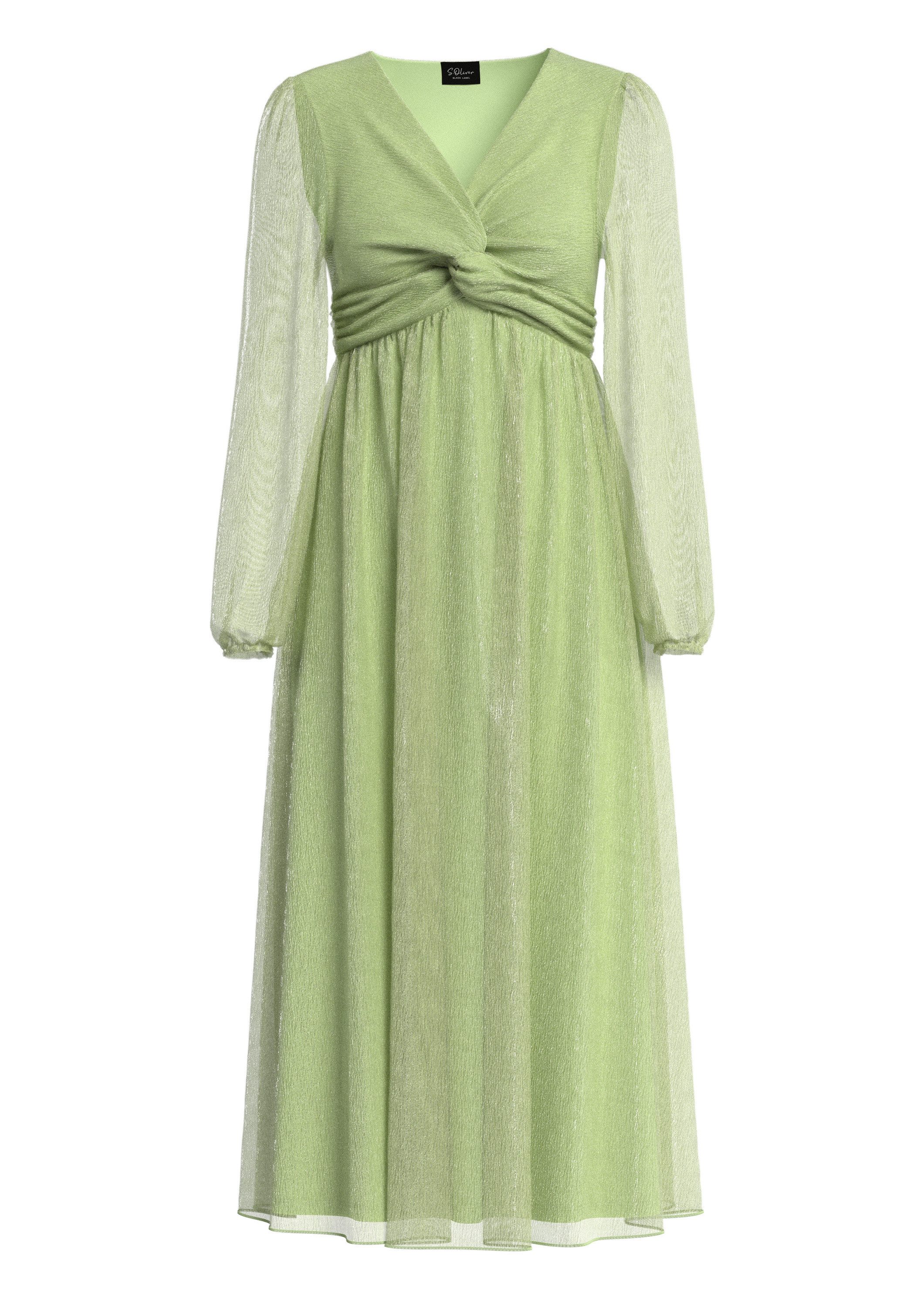 s.Oliver Maxikleid Kleid Plissiertes Maxikleid mit V-Ausschnitt und Metallic-Effekt
