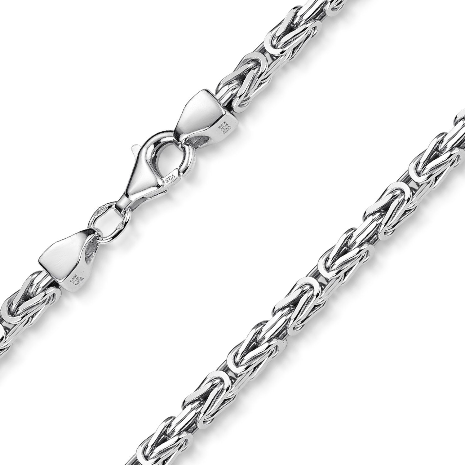 Materia Königsarmband Herren Königskette 5mm diamantiert SA-10, 925 Sterling Silber, rhodiniert