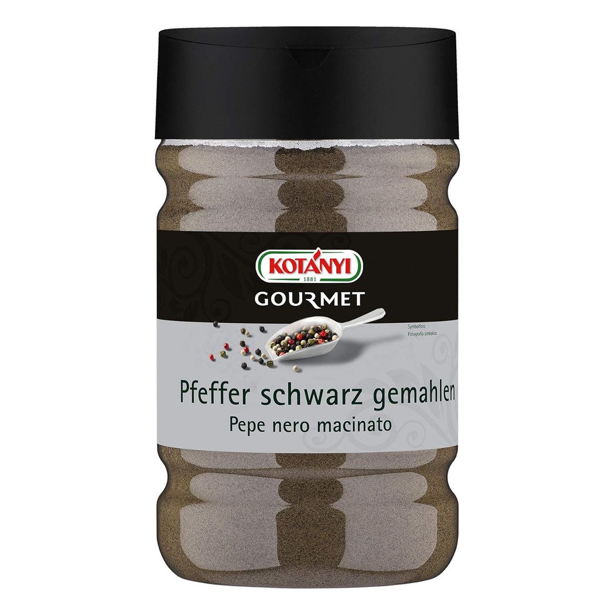 KOTANYI Gewürz, Kotanyi Pfeffer schwarz gemahlen Großverbraucher und Gastronomie 600g