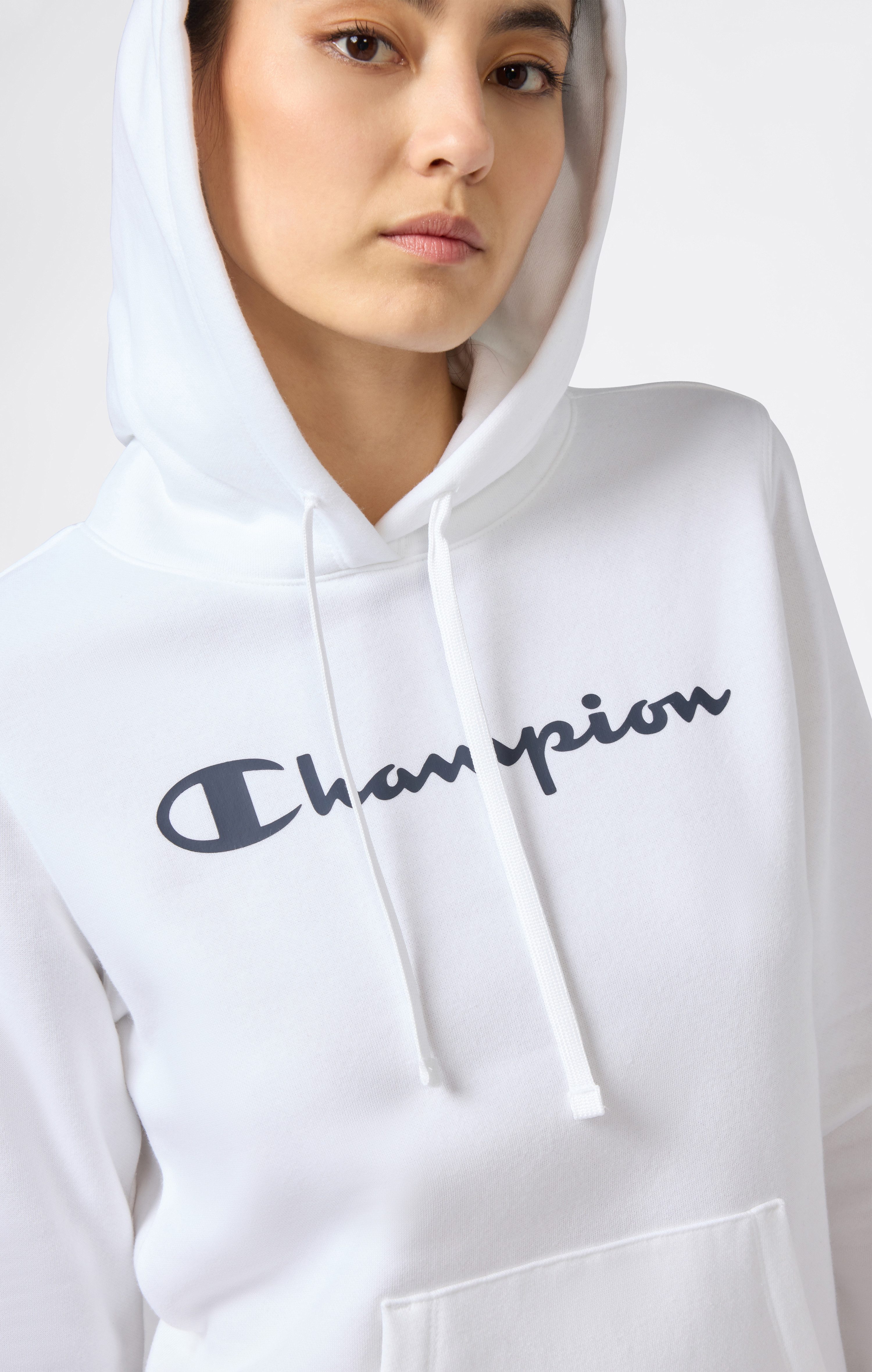 Champion Kapuzensweatshirt mit Rundhalsausschnitt, Langarm, aus Baumwolle und Polyester