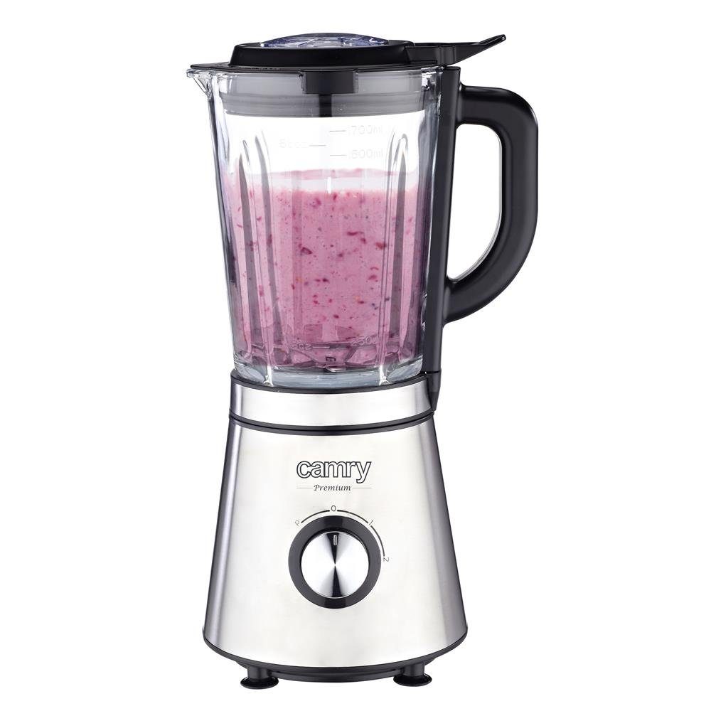 Camry Standmixer CR 4083, Smoothie Maker, Ice Crush Funktion, 1,5l  Glasbehälter, silber