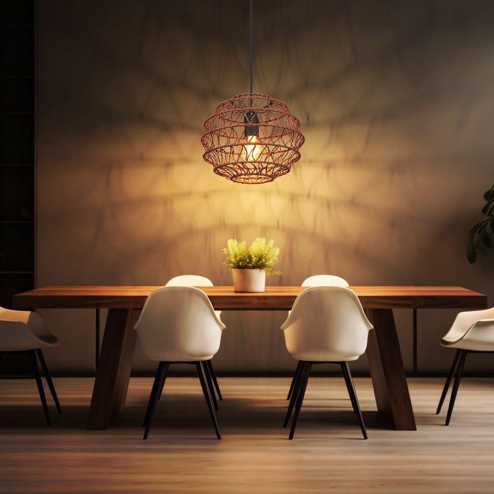 GLOBO LIGHTING Pendelleuchte, Leuchtmittel nicht inklusive, Pendelleuchte Wohnzimmerlampe Metall dunkelbraun E27 D 29 cm