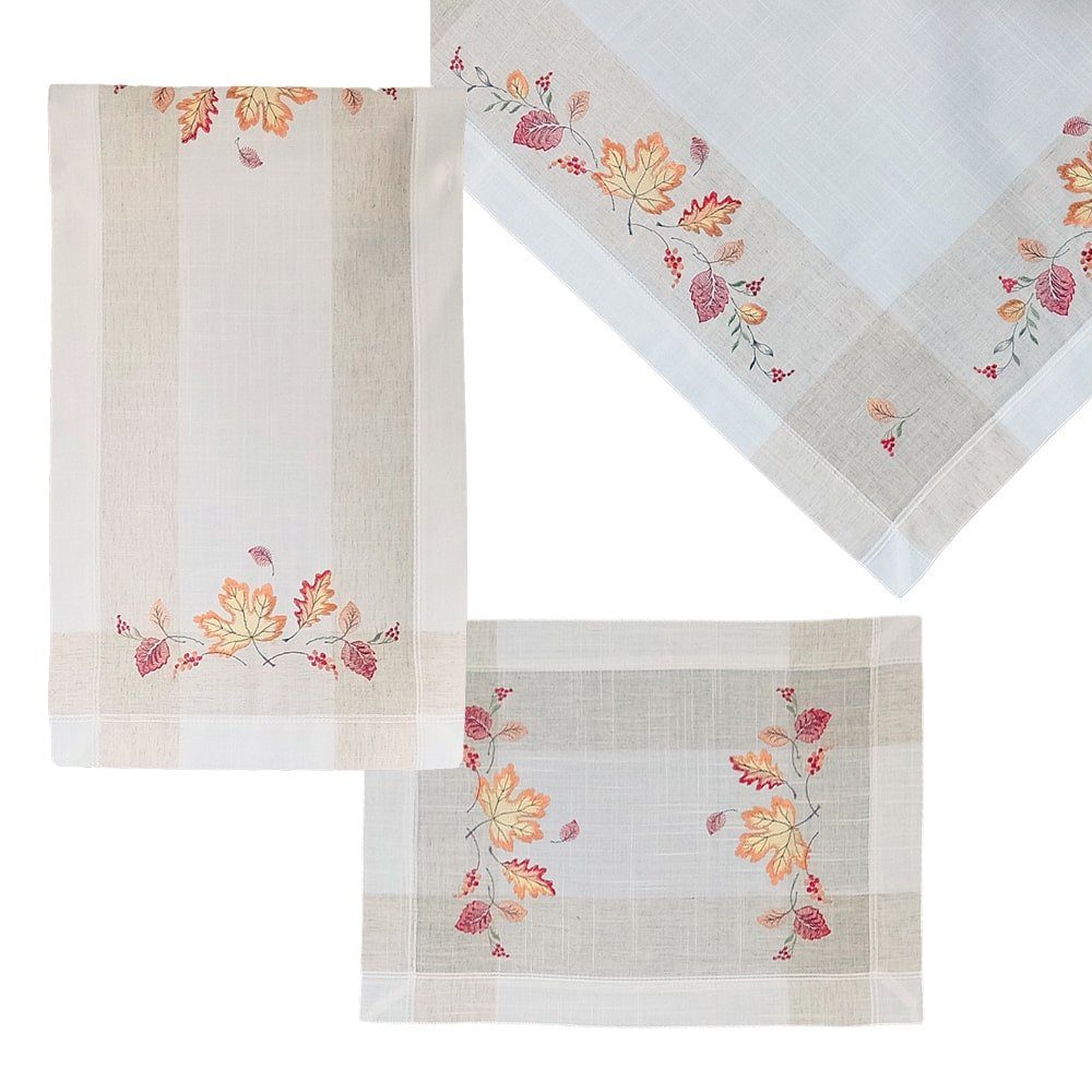 matches21 HOME & HOBBY Tischdecke Tischläufer MELINA Blätter Herbst bunt Po günstig online kaufen