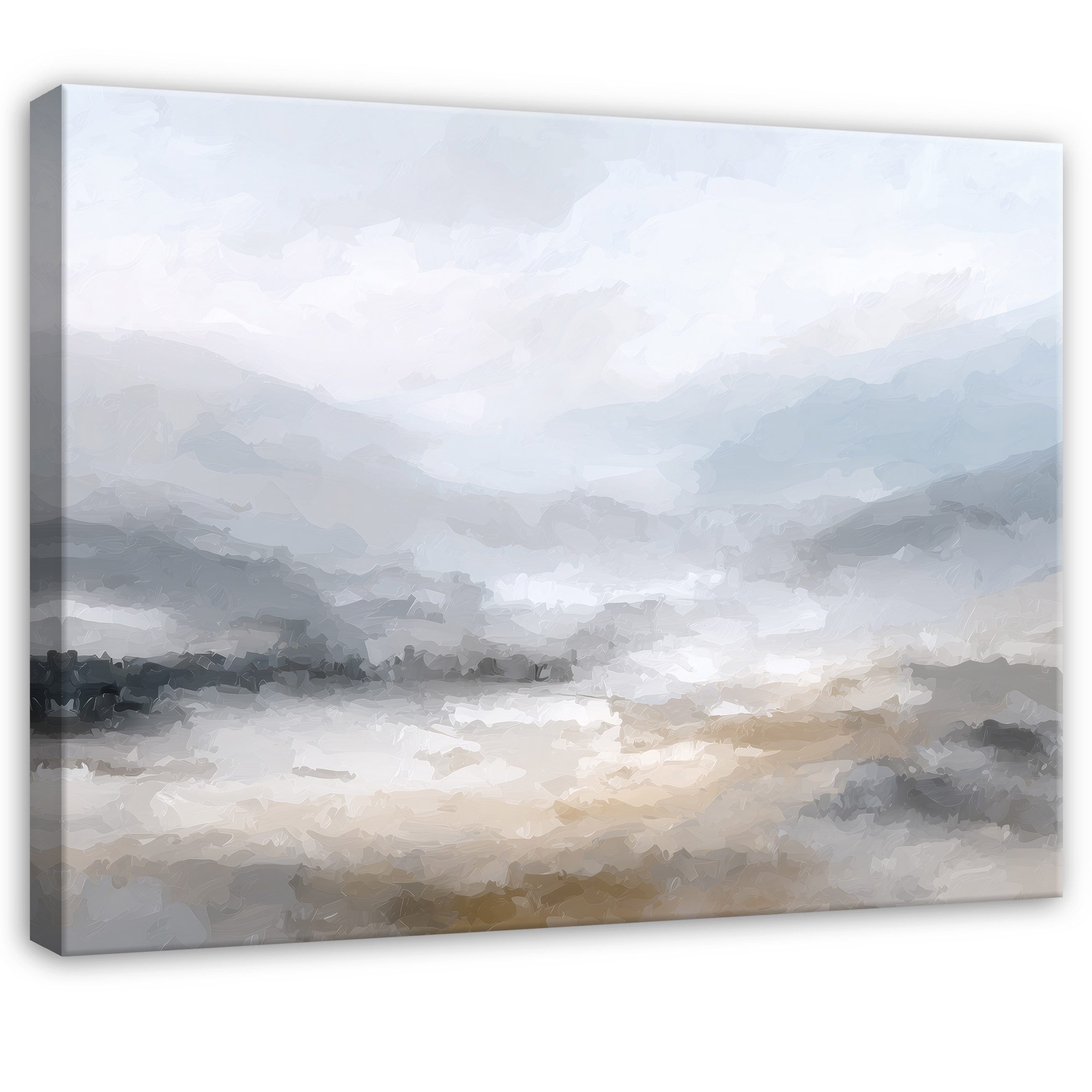 Wallarena Leinwandbild Abstrakt Aquarell - Grau - Modern - Wohnzimmer, Abstrakt, 40x30x2cm