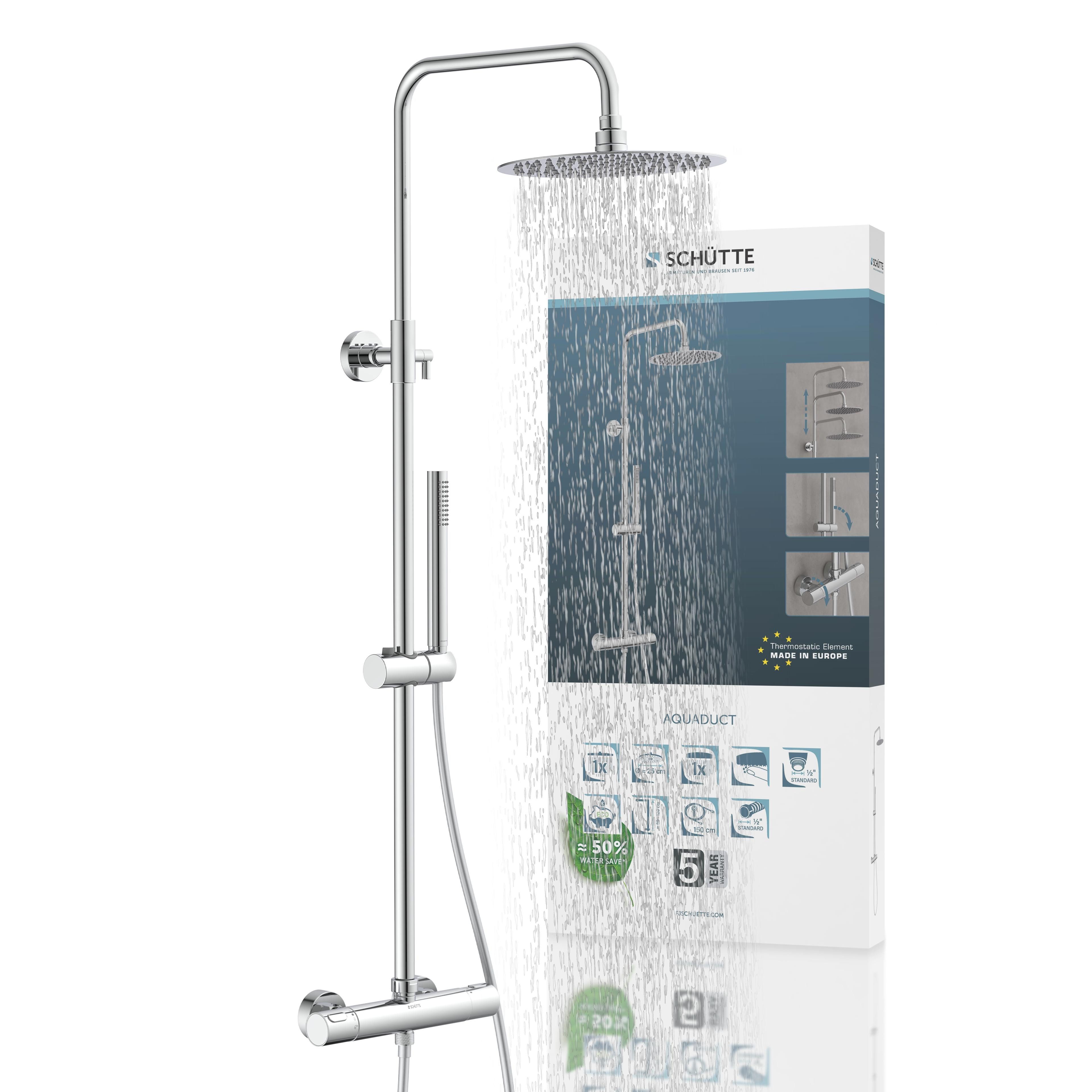 Schütte Brausegarnitur AQUADUCT, Höhe 120 cm, 1 Strahlart(en), höhenverstellbar 80-120 cm, Antikalk, wassersparend
