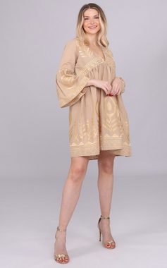 YC Fashion & Style Tunikakleid "Handgefertigte Boho-Chic Tunika mit Goldstickerei" (1 -tlg) Boho, Stickereien, in Unifarbe