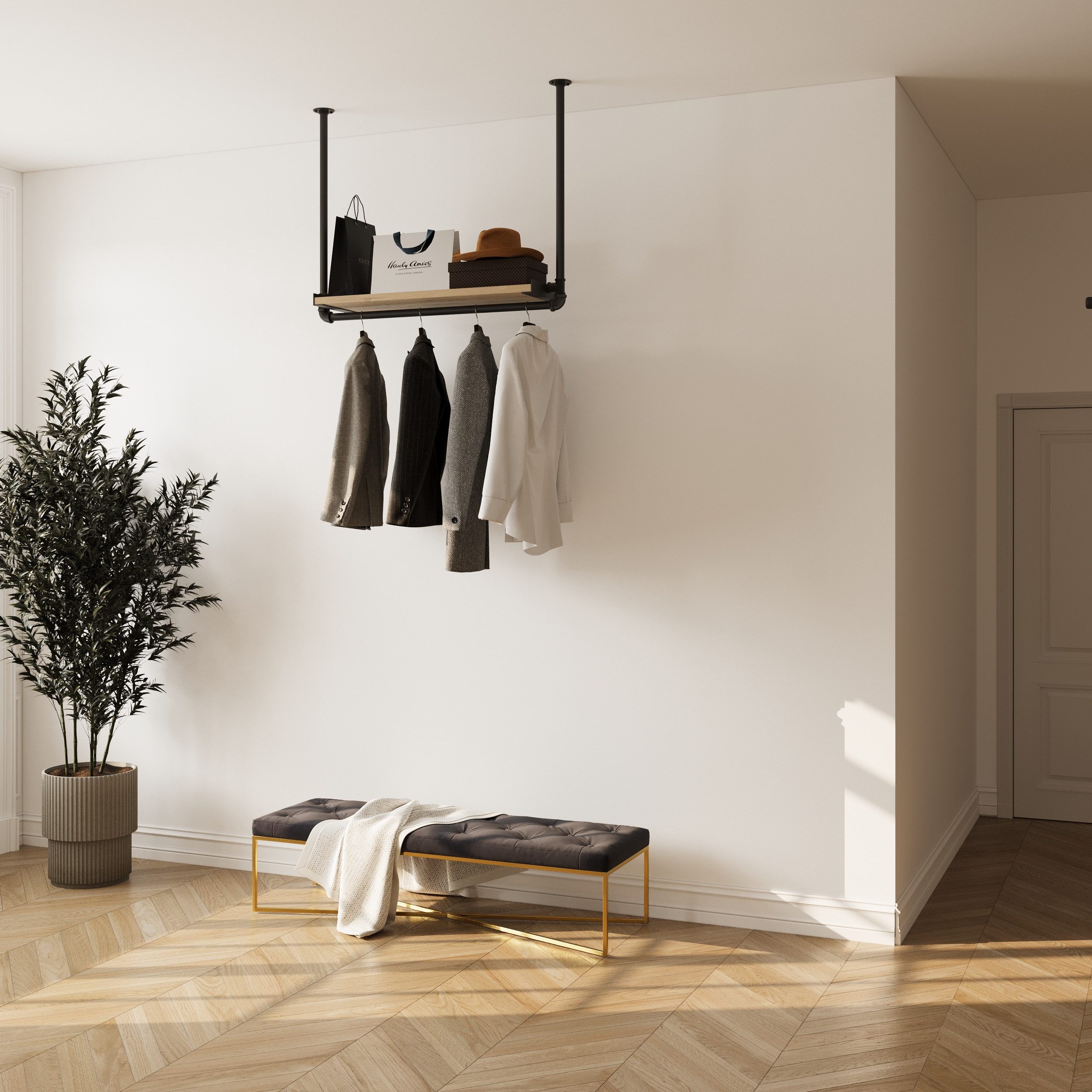 RSR Hangers Garderobenständer Kleiderstange Garderobe "MIK II" mit Kiefernh günstig online kaufen