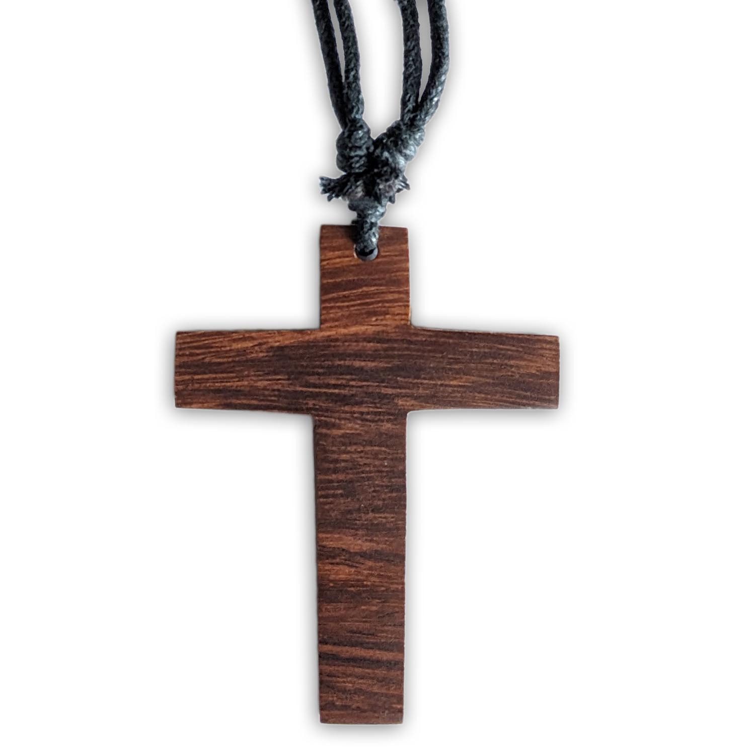 viva-adorno Kreuzkette Halskette Kreuz Anhänger Holzkreuz Kruzifix Jesus Baumwollband, Holzkette Länge verstellbar
