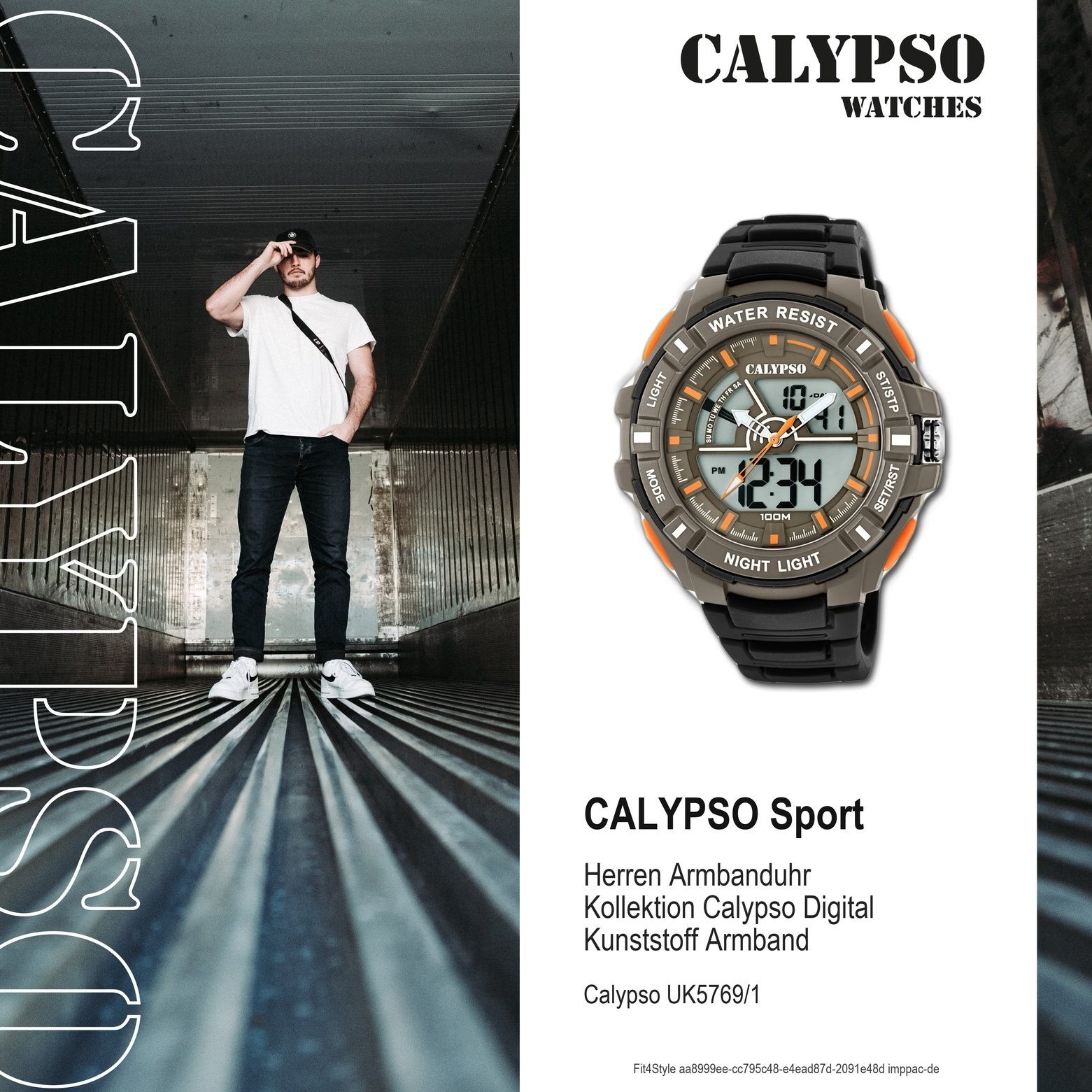Herren Uhren CALYPSO WATCHES Digitaluhr UK5769/1 Calypso Herren Uhr K5769/1, Herren Armbanduhr rund, Kunststoff, PUarmband schwa
